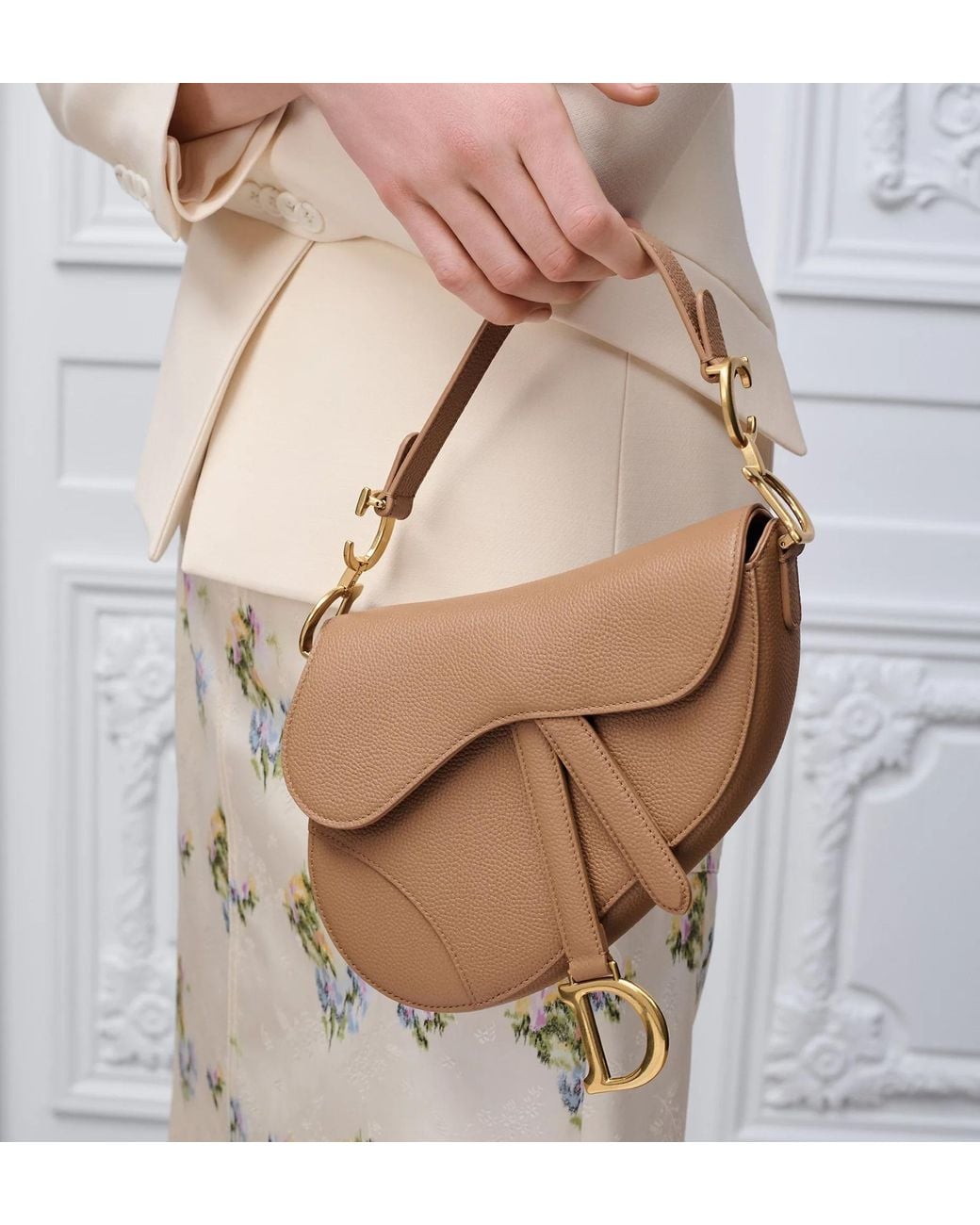 Dior White Small Saddle Bag With Strap