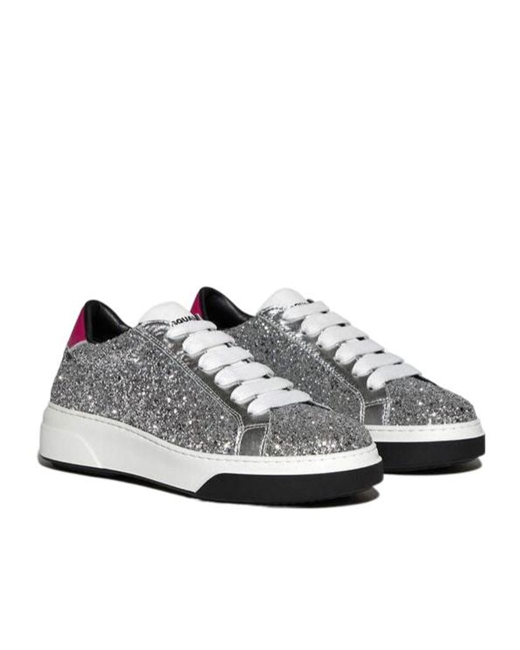 DSquared² Gray Glittered Lace-Up Sneakers