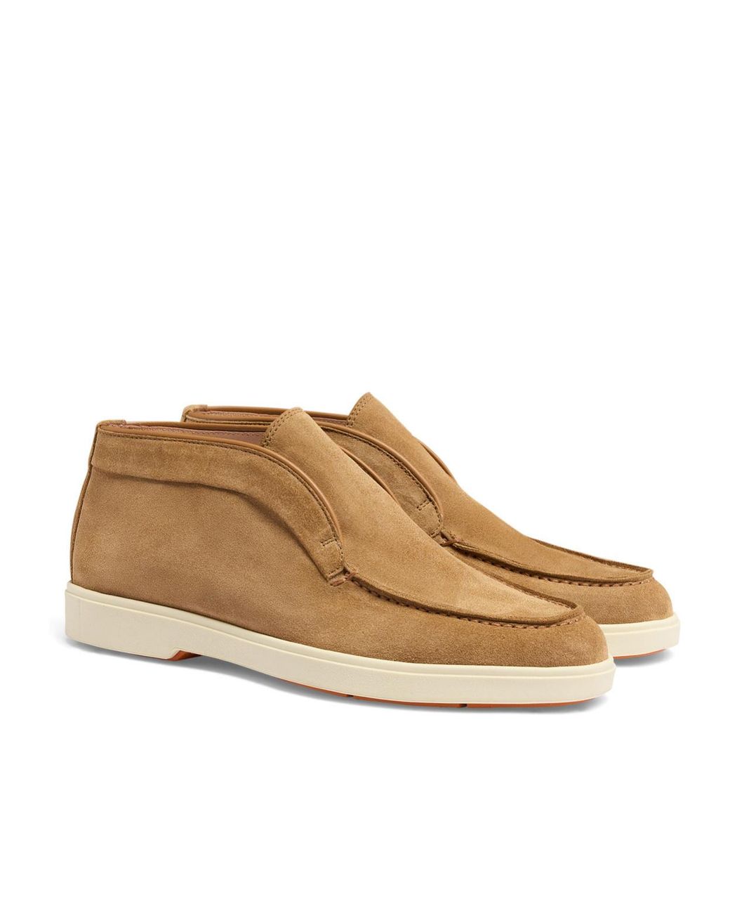 Santoni Brown Round-Toe Slip-On Loafers