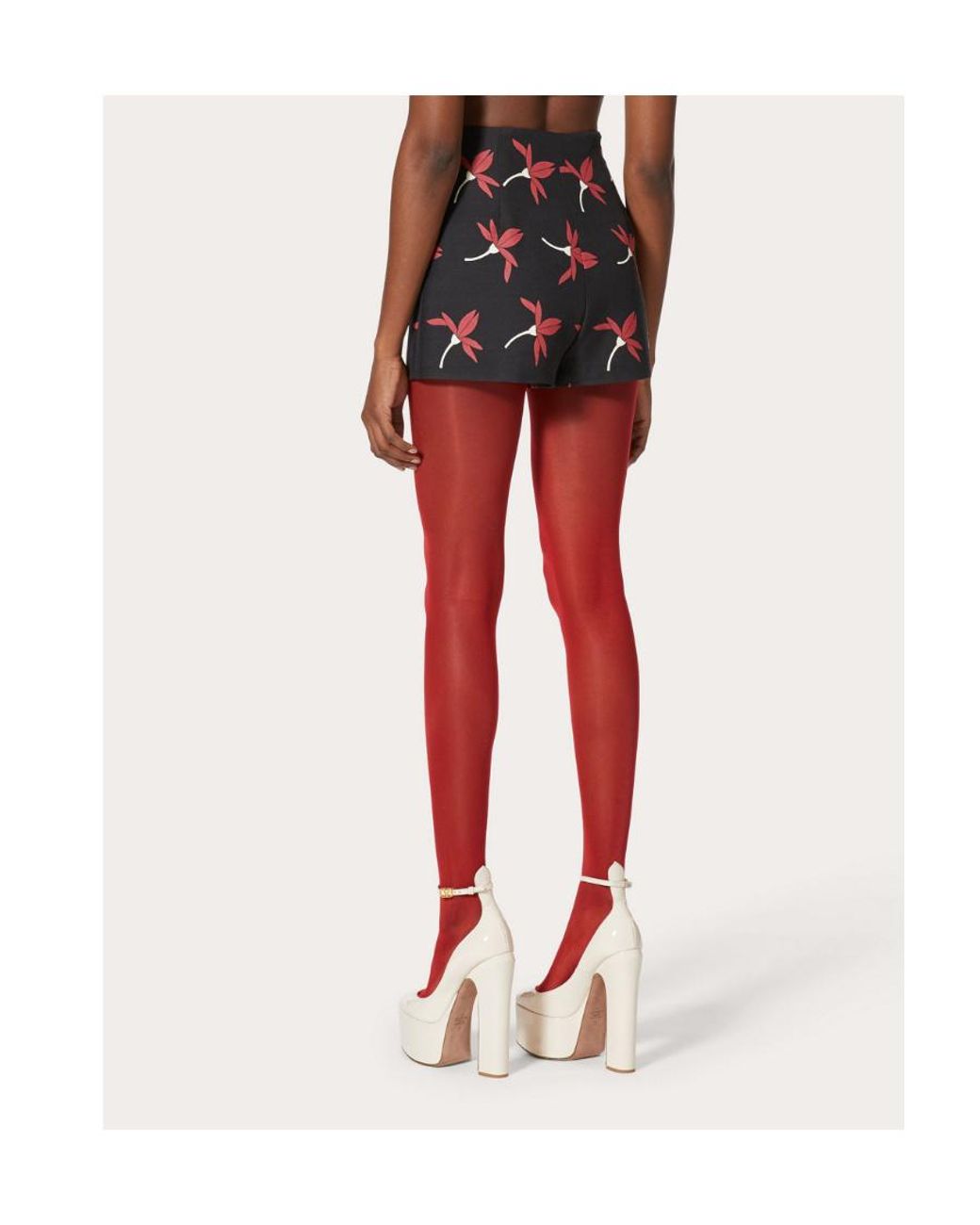 Valentino Red Floral-Print Shorts