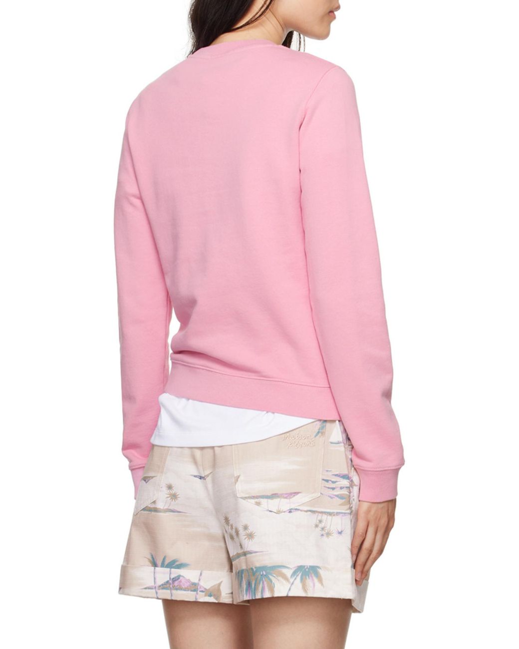 Maison Kitsuné Pink Maison Kitsuné Fox Head Patch Crewneck Sweatshirt