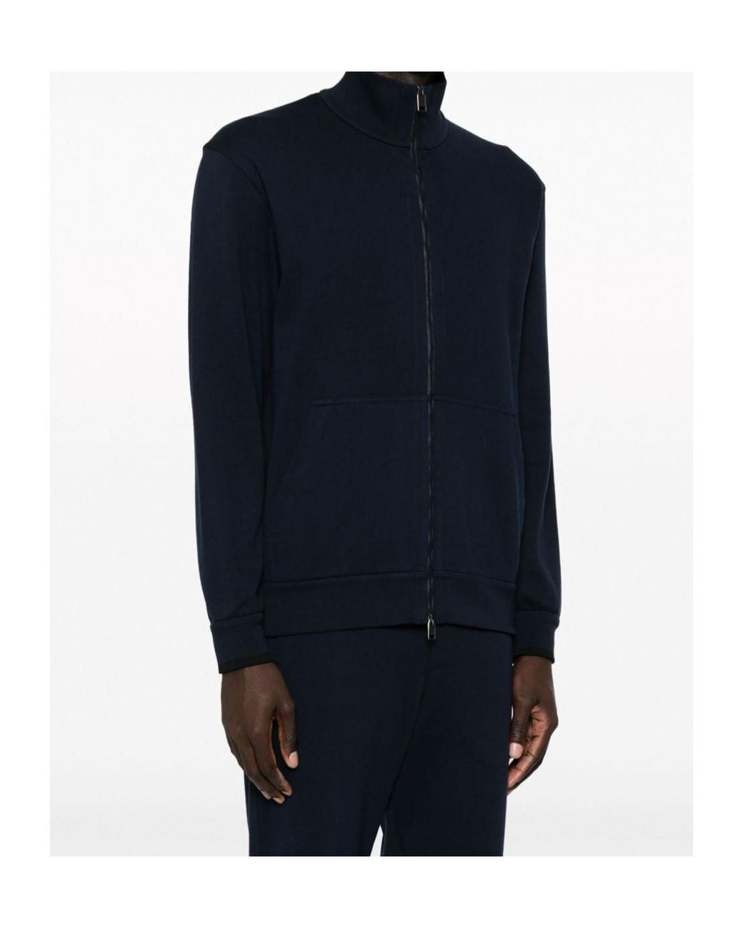 Brioni Blue High-Neck Zipped Sweatshirt for men