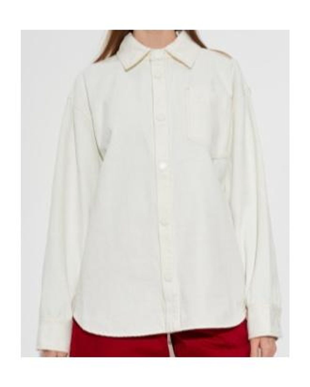AMI White Long-Sleeved Buttoned Denim Shirt for men