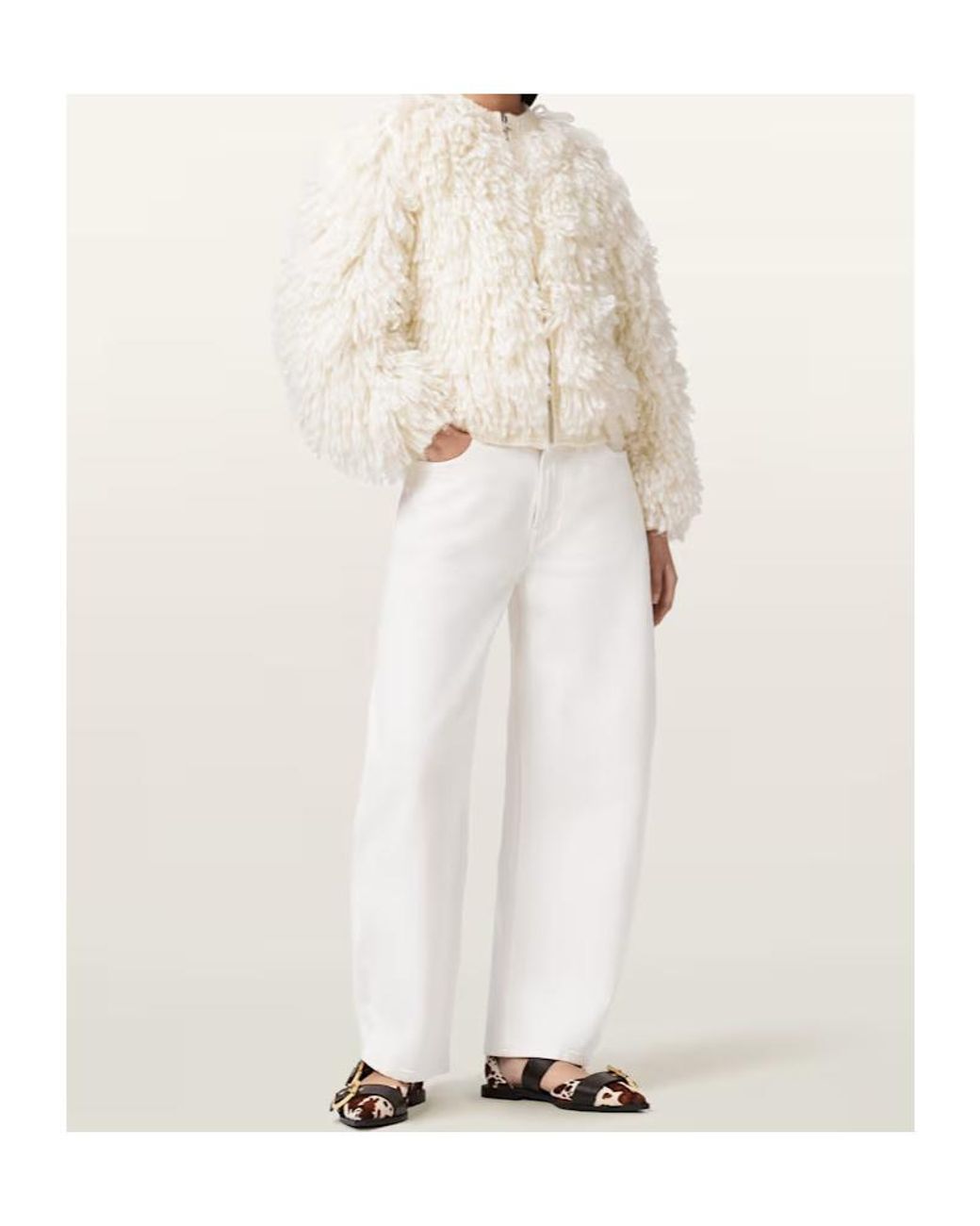 AllSaints White Sadie Barrel Leg Denim Jeans