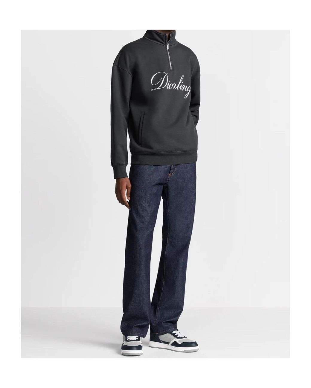 Dior Gray Diorling Sweatshirt With Zip On The Collar for men