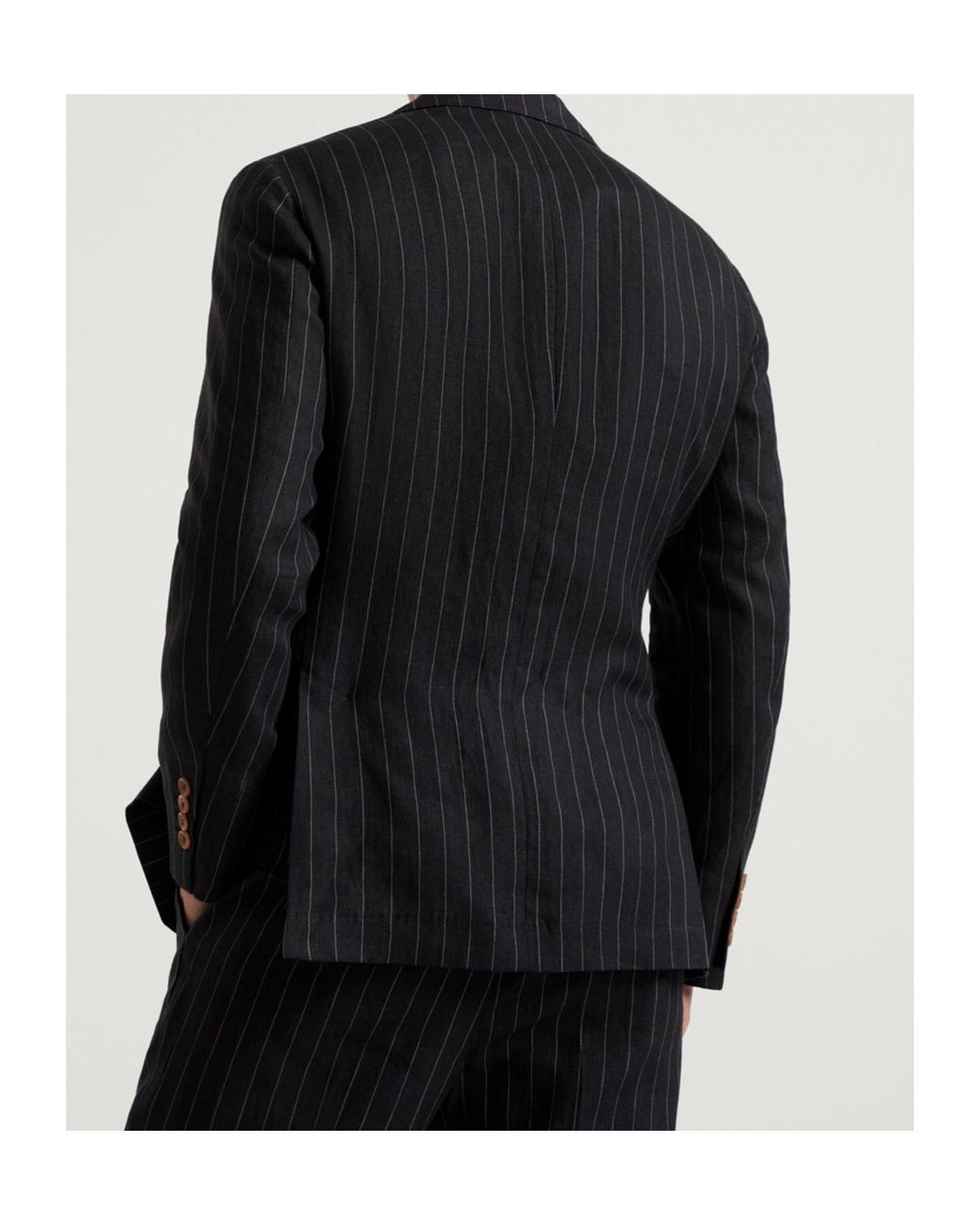 Brunello Cucinelli Black Striped Single-Breasted Blazer for men