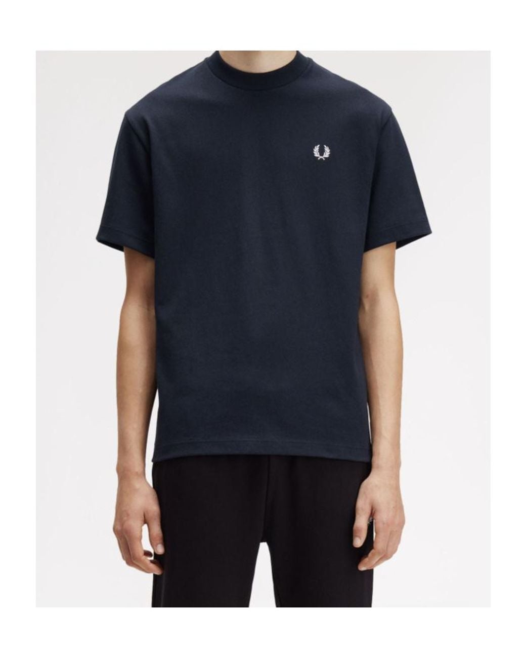 Fred Perry Blue Embroidered-Logo Cotton T-Shirt for men