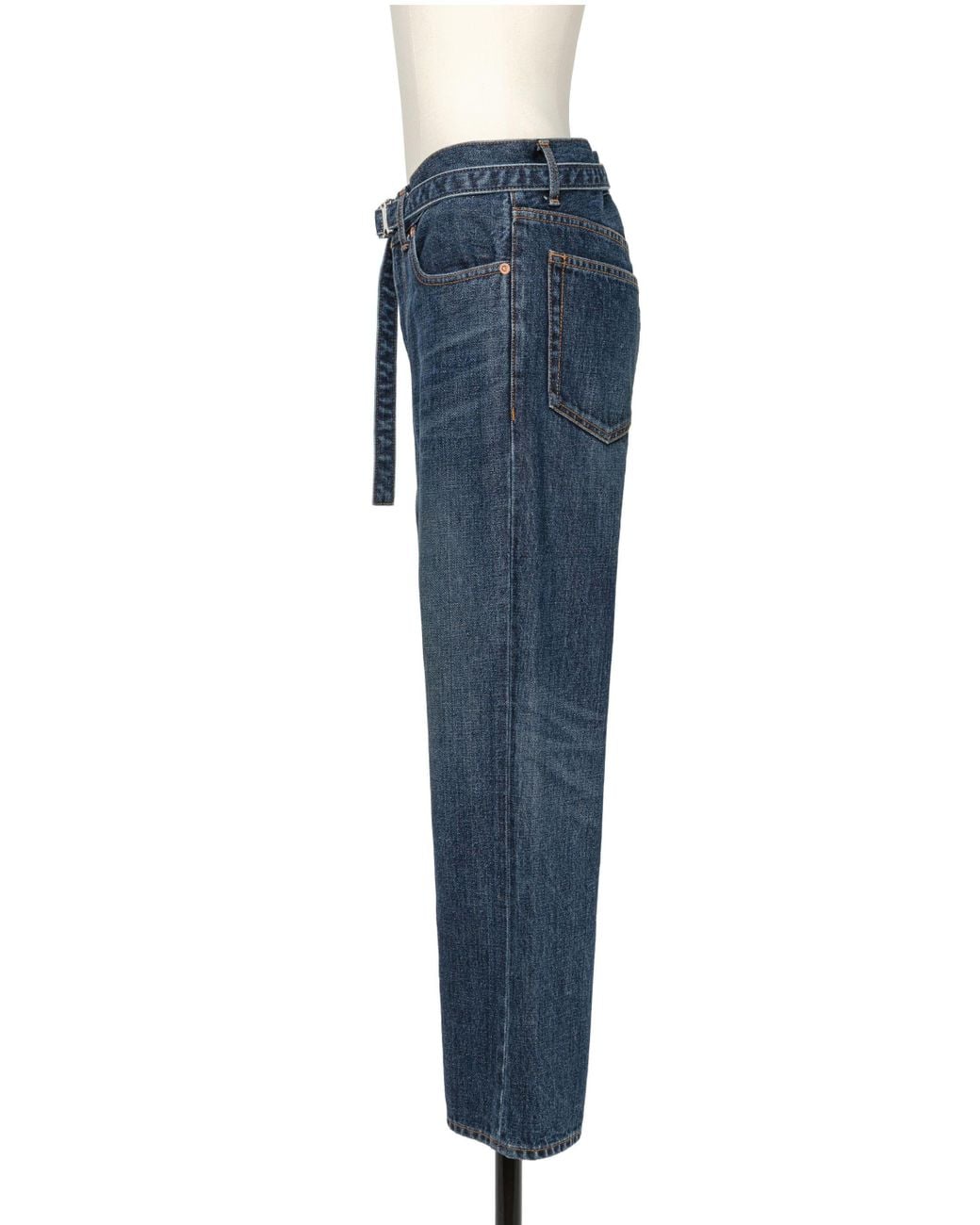 Sacai Blue Boot Cut Belted Denim Jeans
