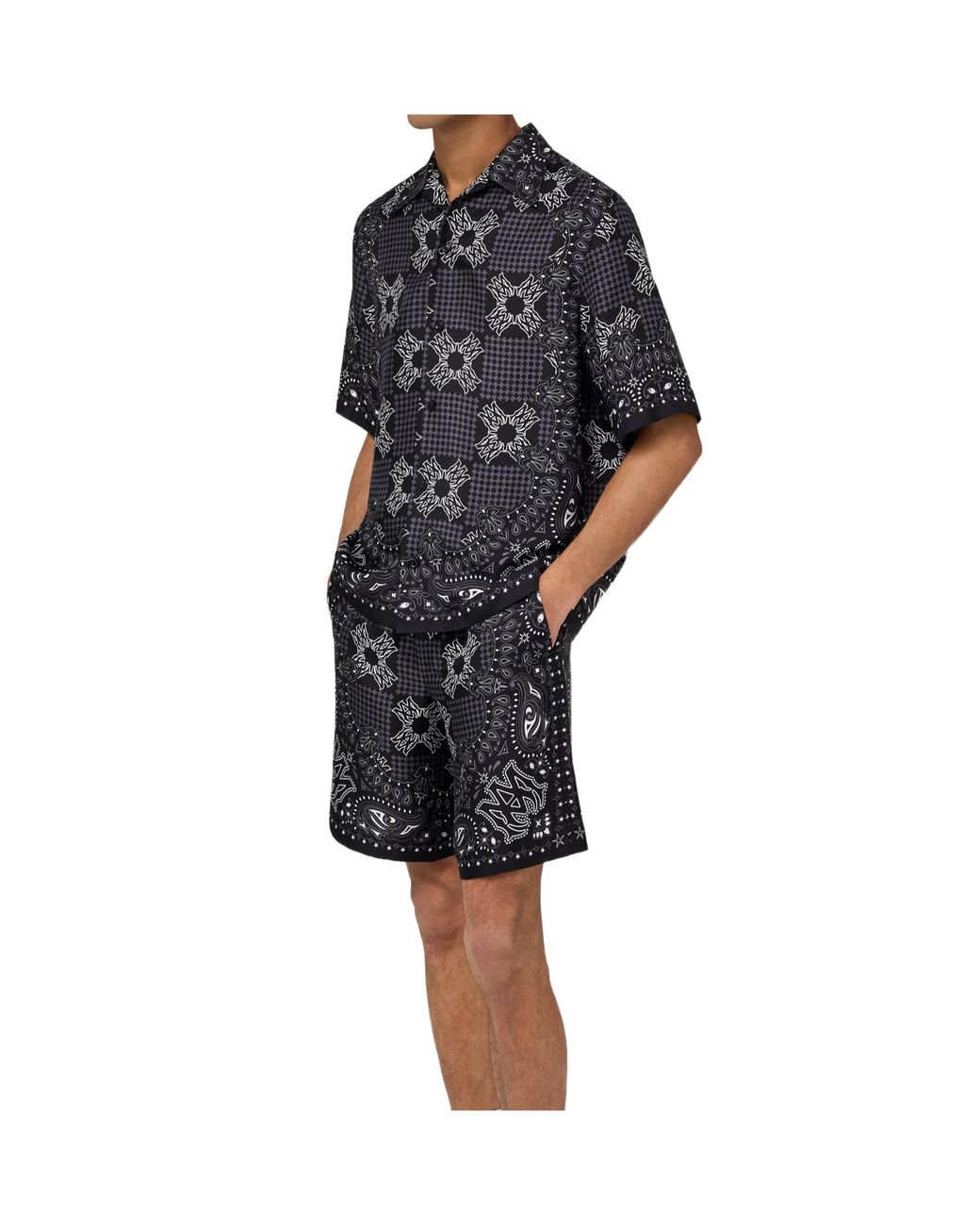 Amiri Gray Ma Check Camp Shirt for men