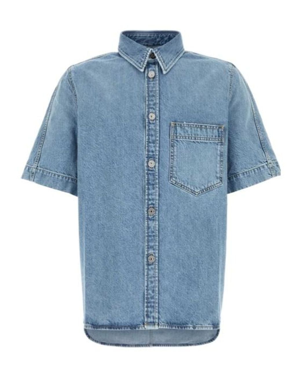 Givenchy Blue Short-Sleeve Denim Shirt for men