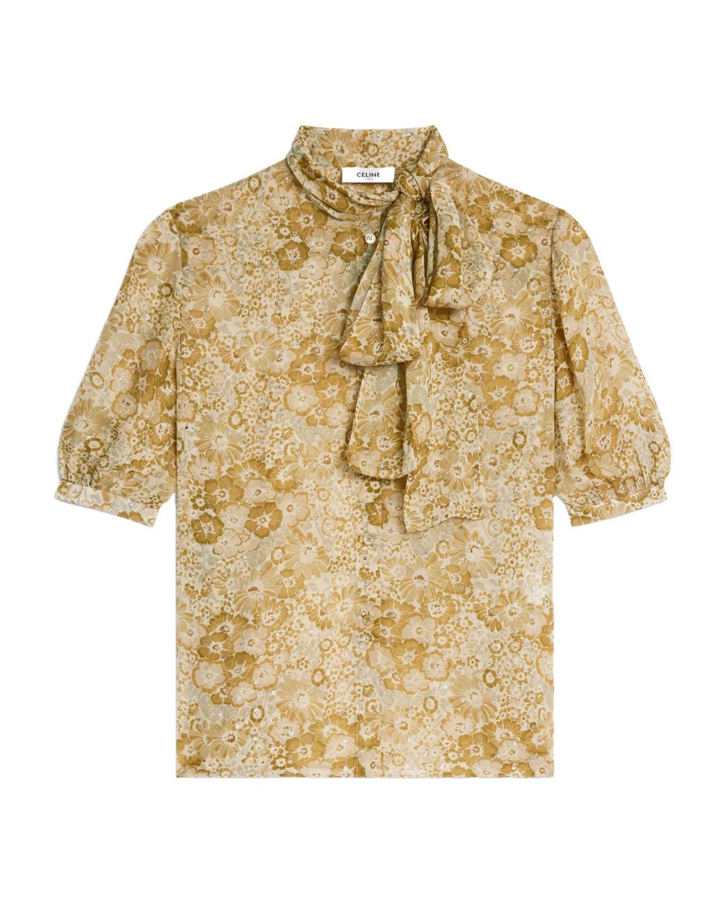 Céline Metallic Blouse With Side Lavallière