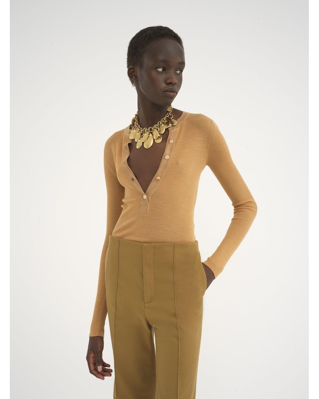 Chloé Natural Chloé Crewneck Knitted Top