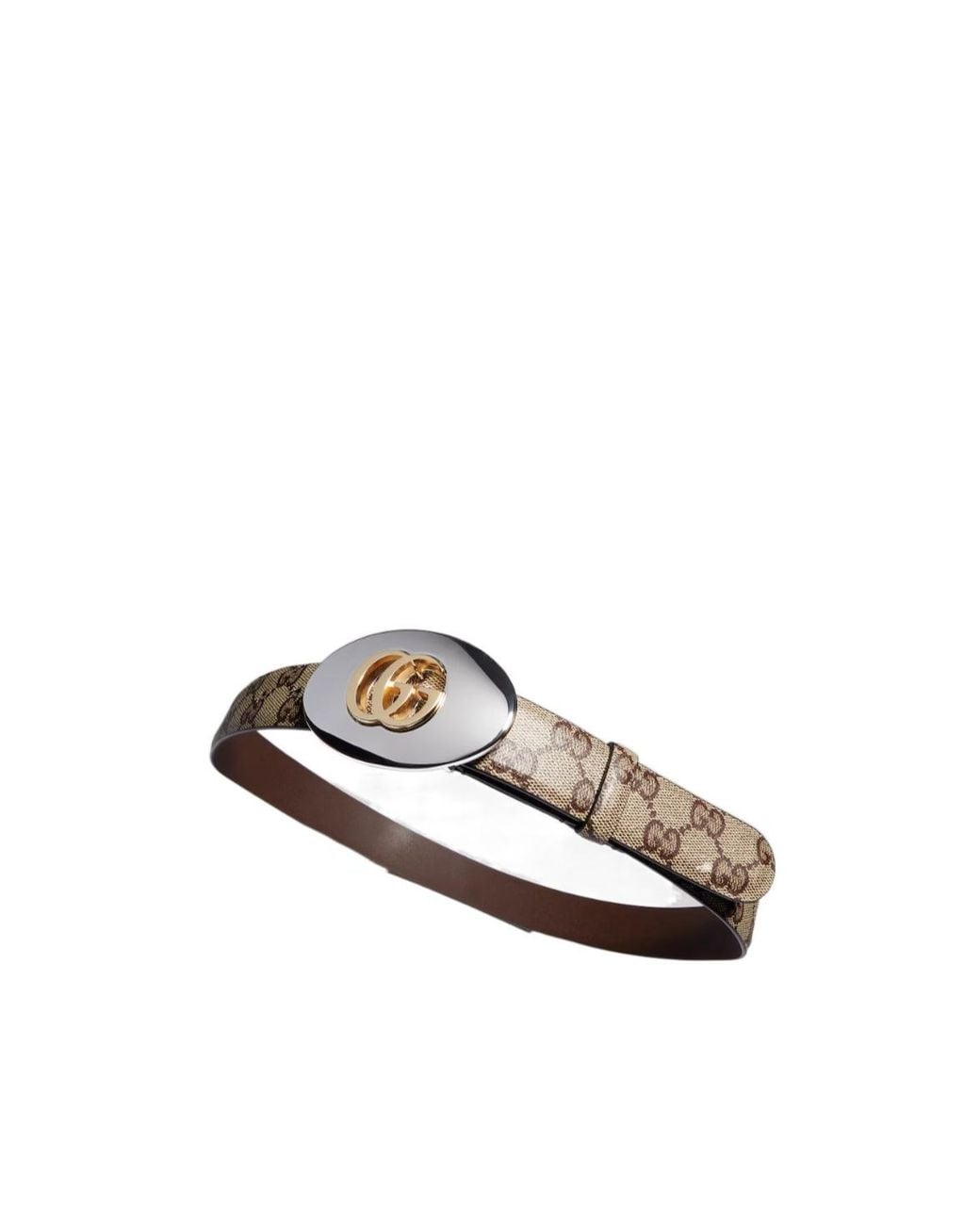 Gucci White Belt With Double G Plaque Buckle