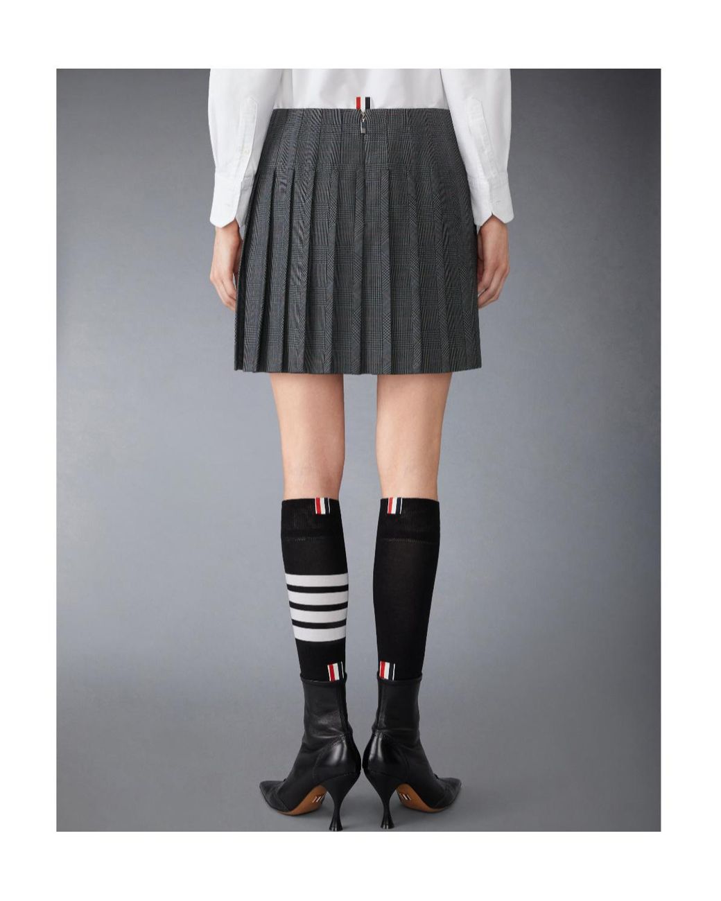 Thom Browne Gray Low Rise Pleated Mini Skirt