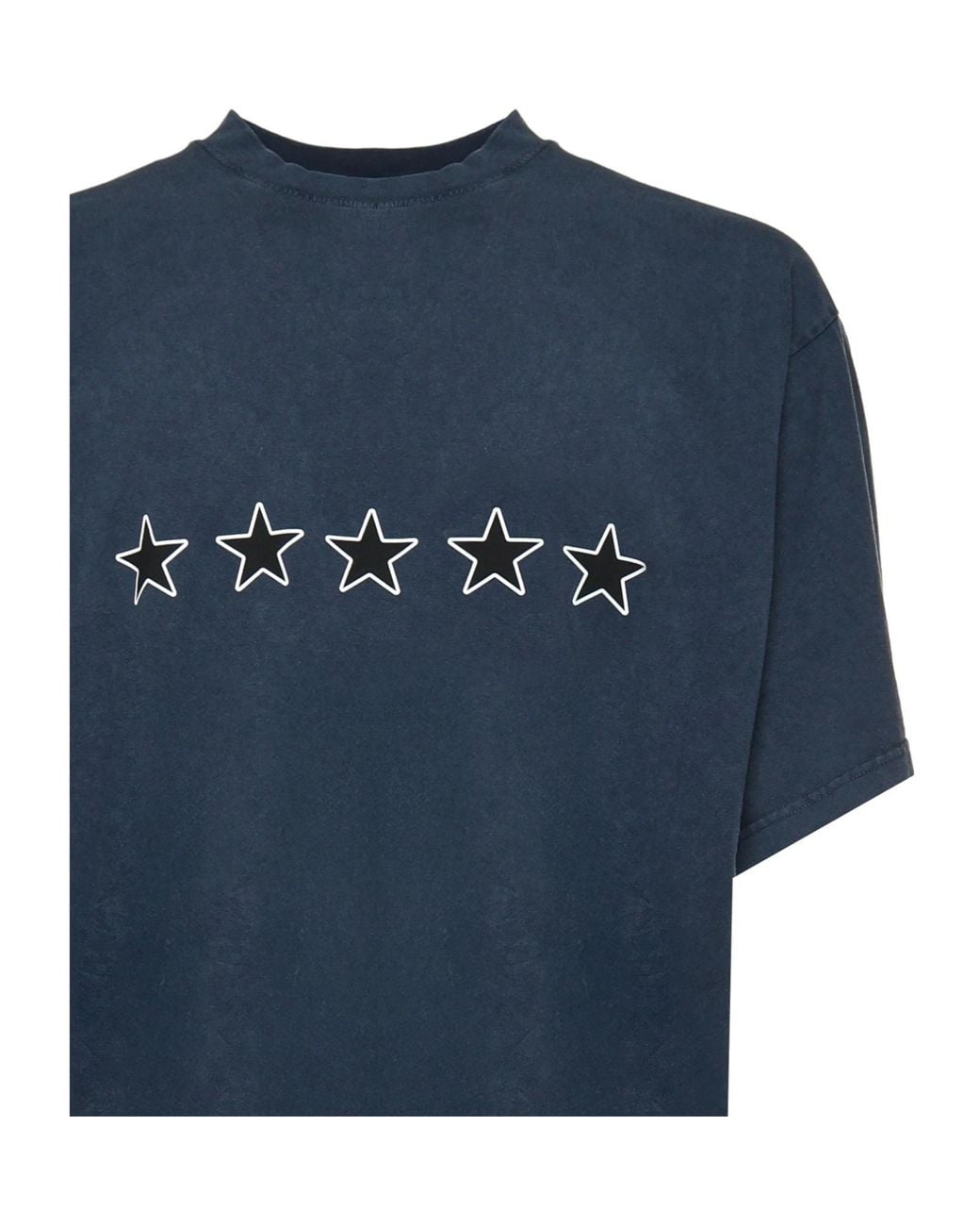 Balenciaga Blue Star Printed Crewneck T-Shirt for men