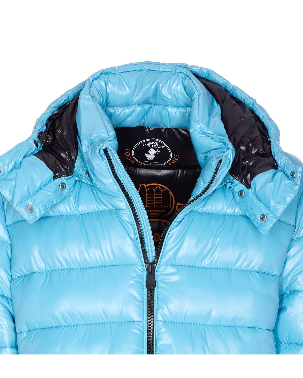 Save The Duck Blue Zip-Up Hooded Puffer Jacket for men