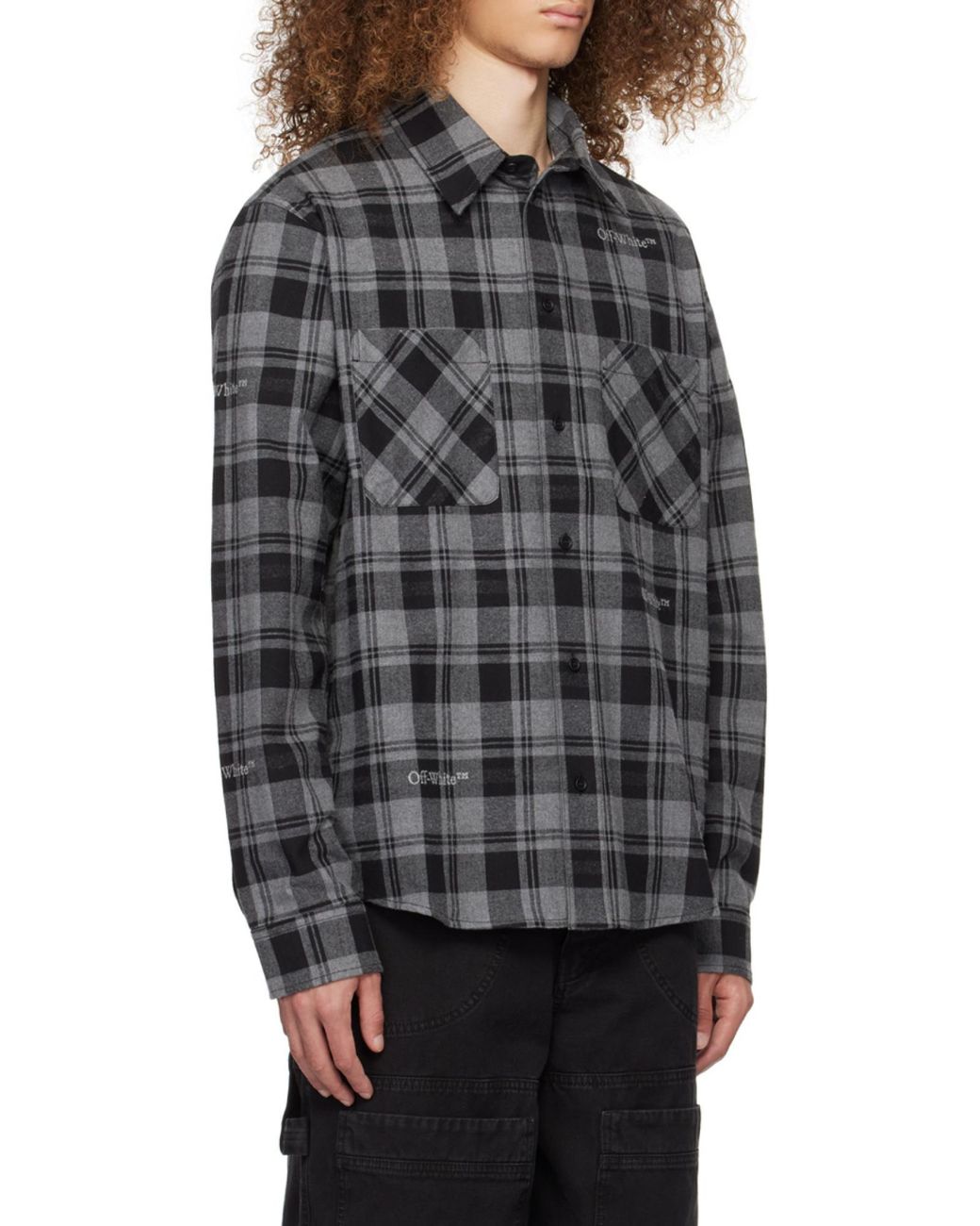 Off-White c/o Virgil Abloh Black Checked Long-Sleeved Shirt for men