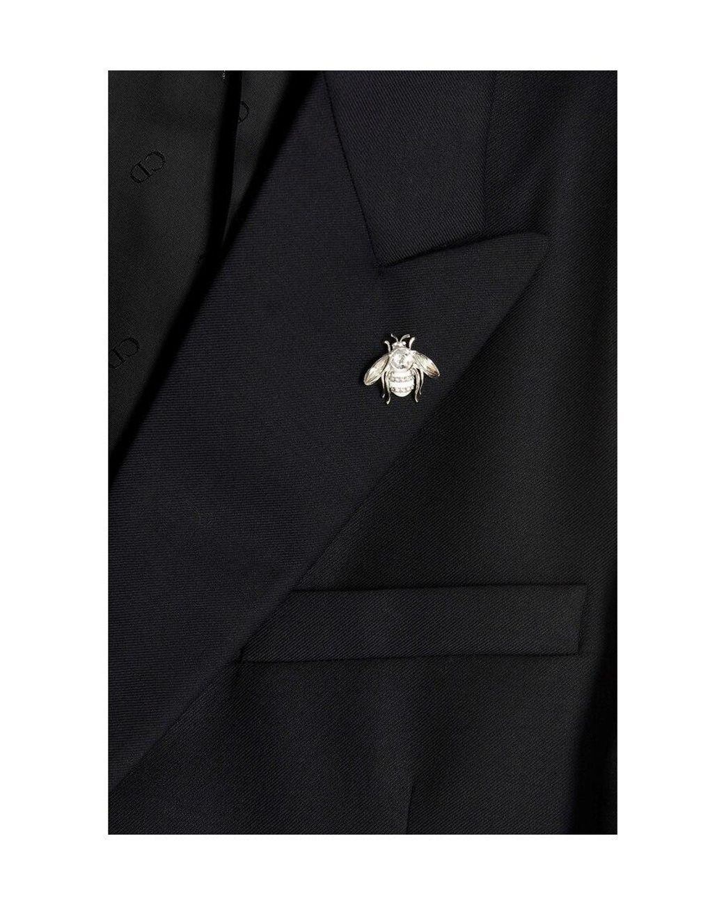 Dior Black Homme Bee Embellished Single-Breasted Jacket for men