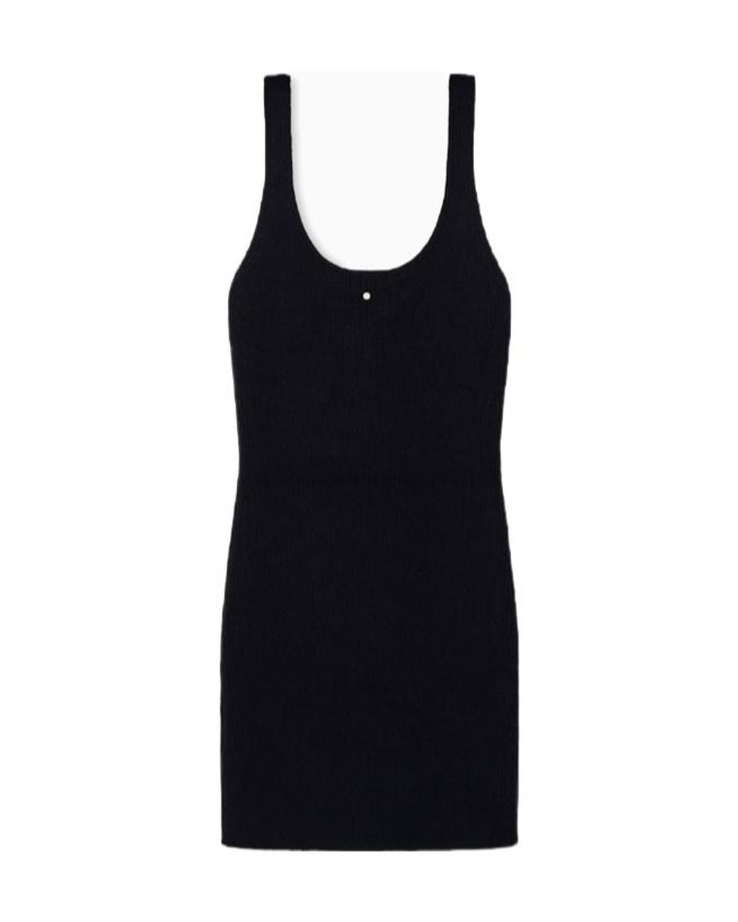 ARMANI EXCHANGE Black Bead-Embellished Ribbed-Knit Dress