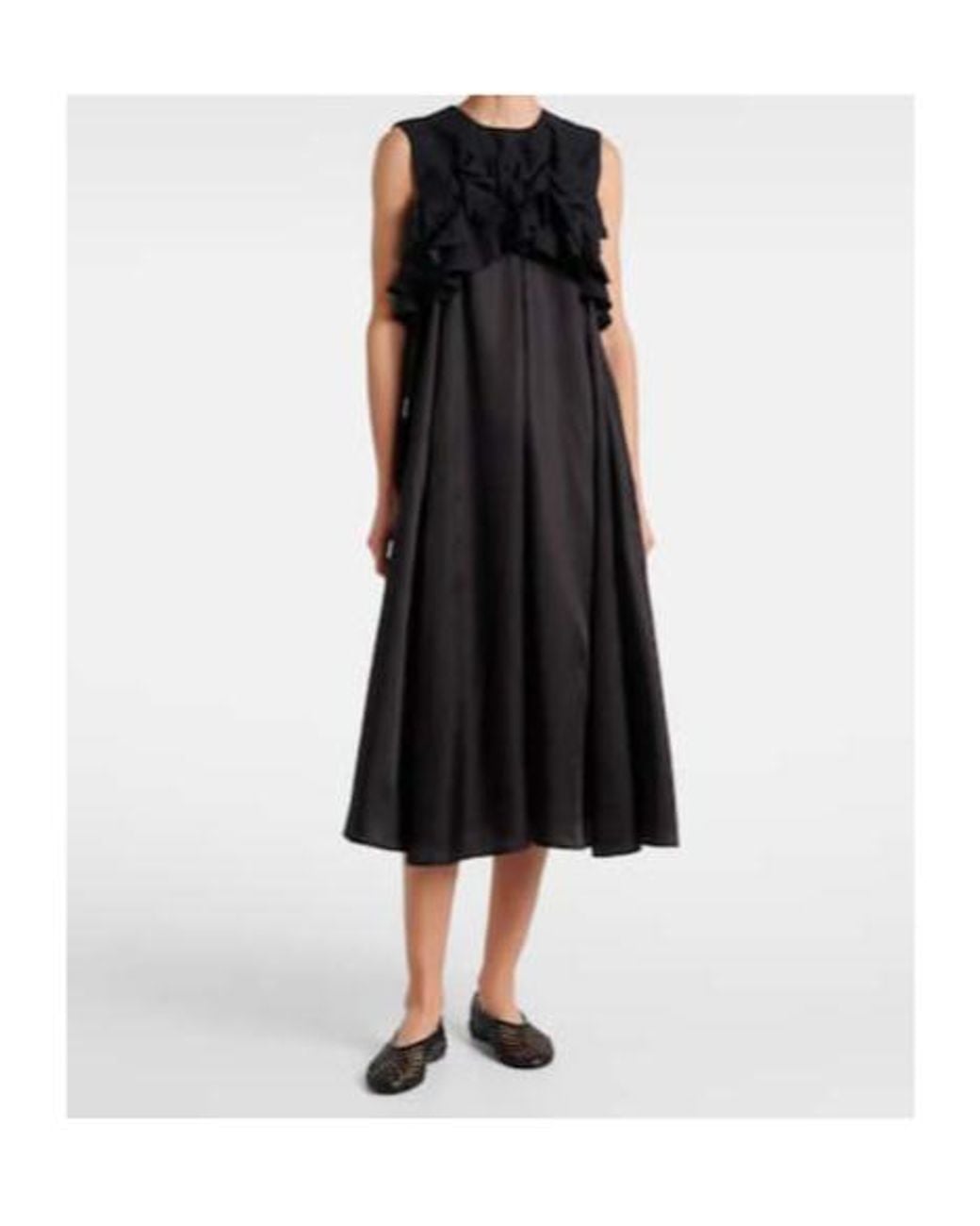 Comme des Garçons Black Ruffled Wool Midi Dress