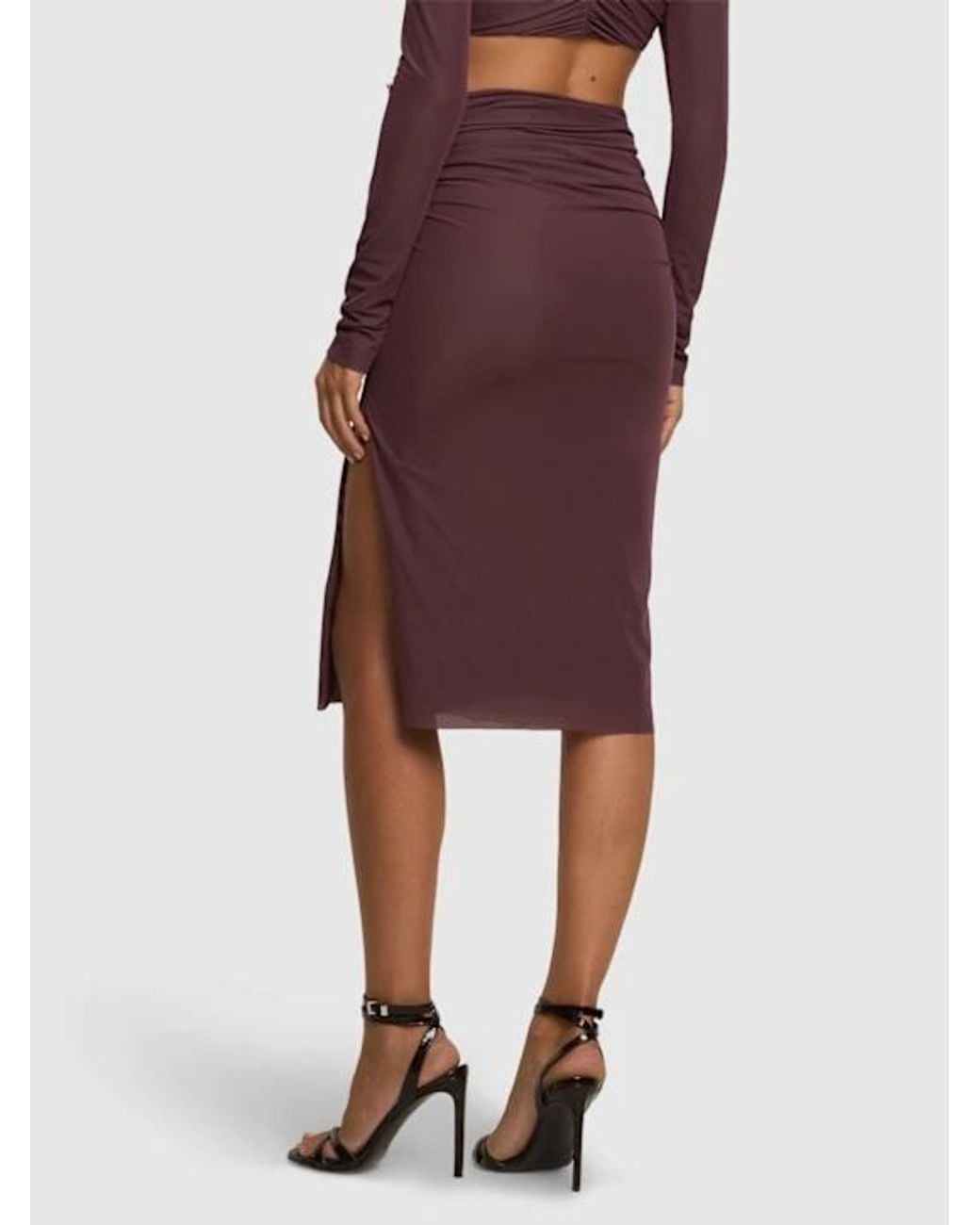 Christopher Esber Purple Perspective Knitted Midi Skirt