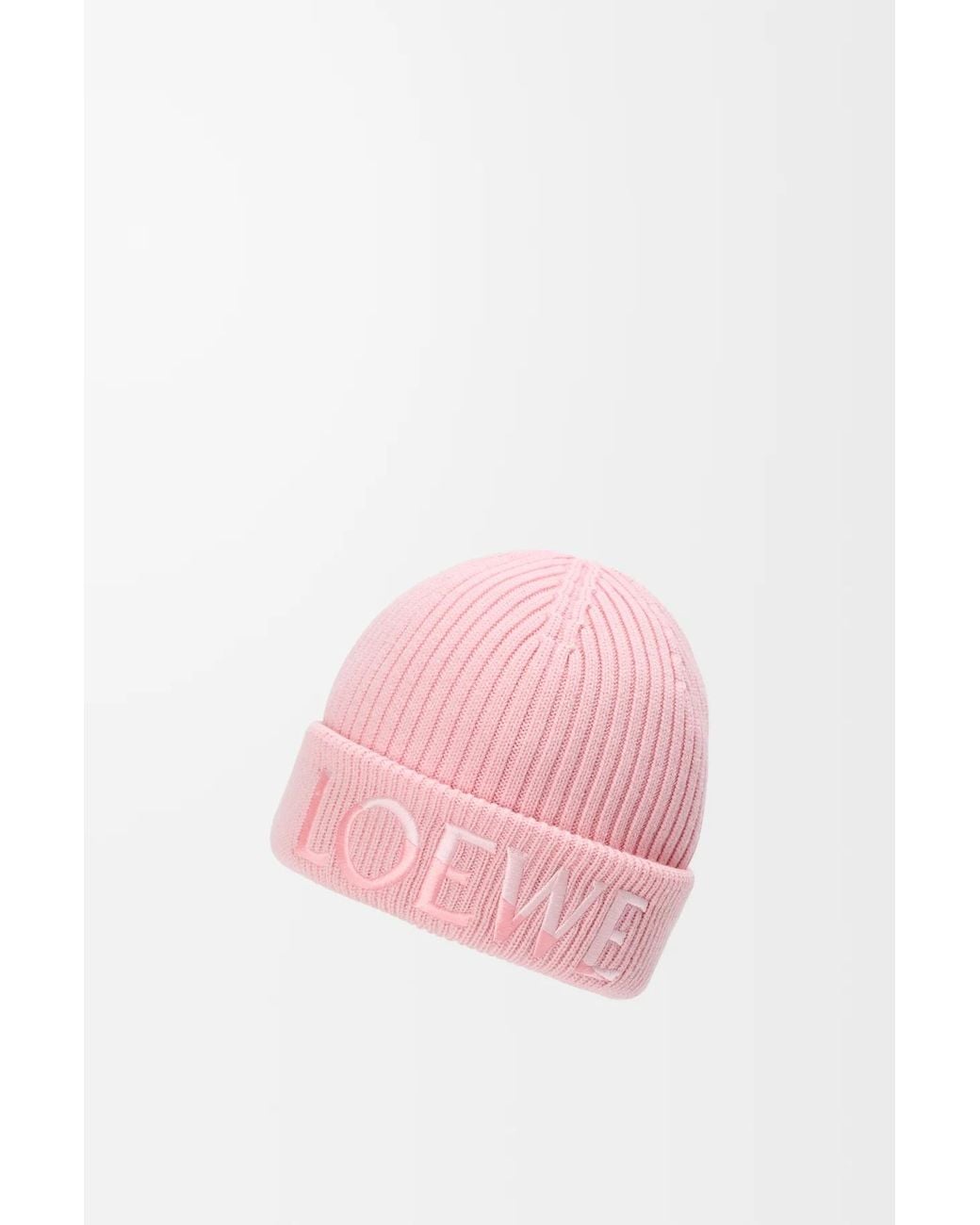 Loewe Pink Logo Embroidered Ribbed Knit Beanie for men