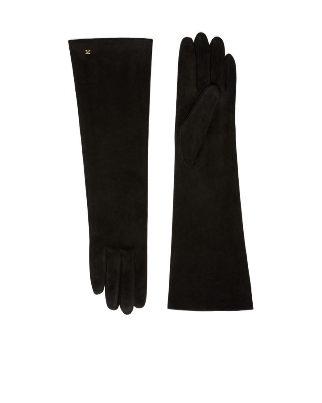 Max Mara Black Afideesuede Logo Plaque Gloves