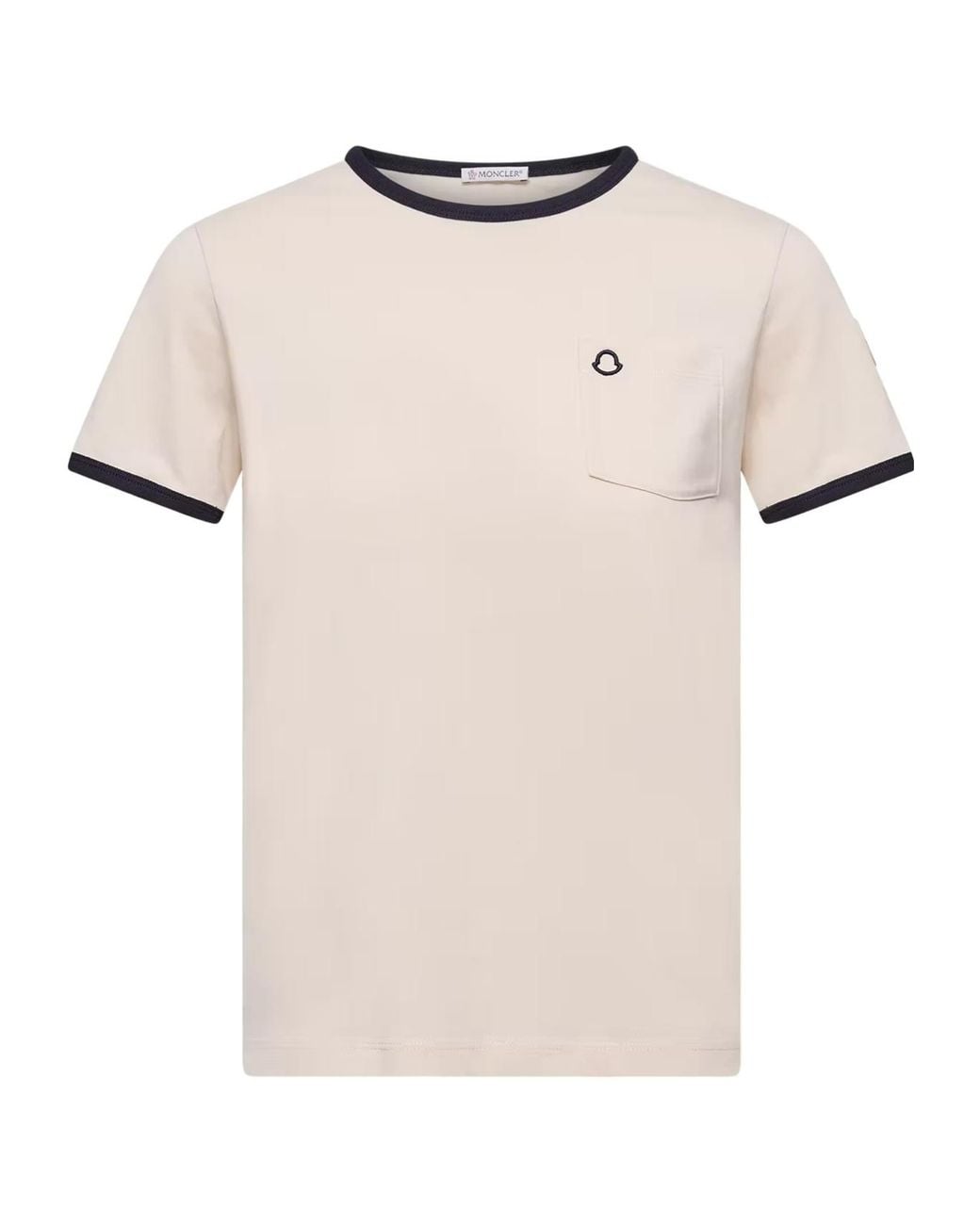 Moncler Natural Logo Embroidered Crewneck T-Shirt