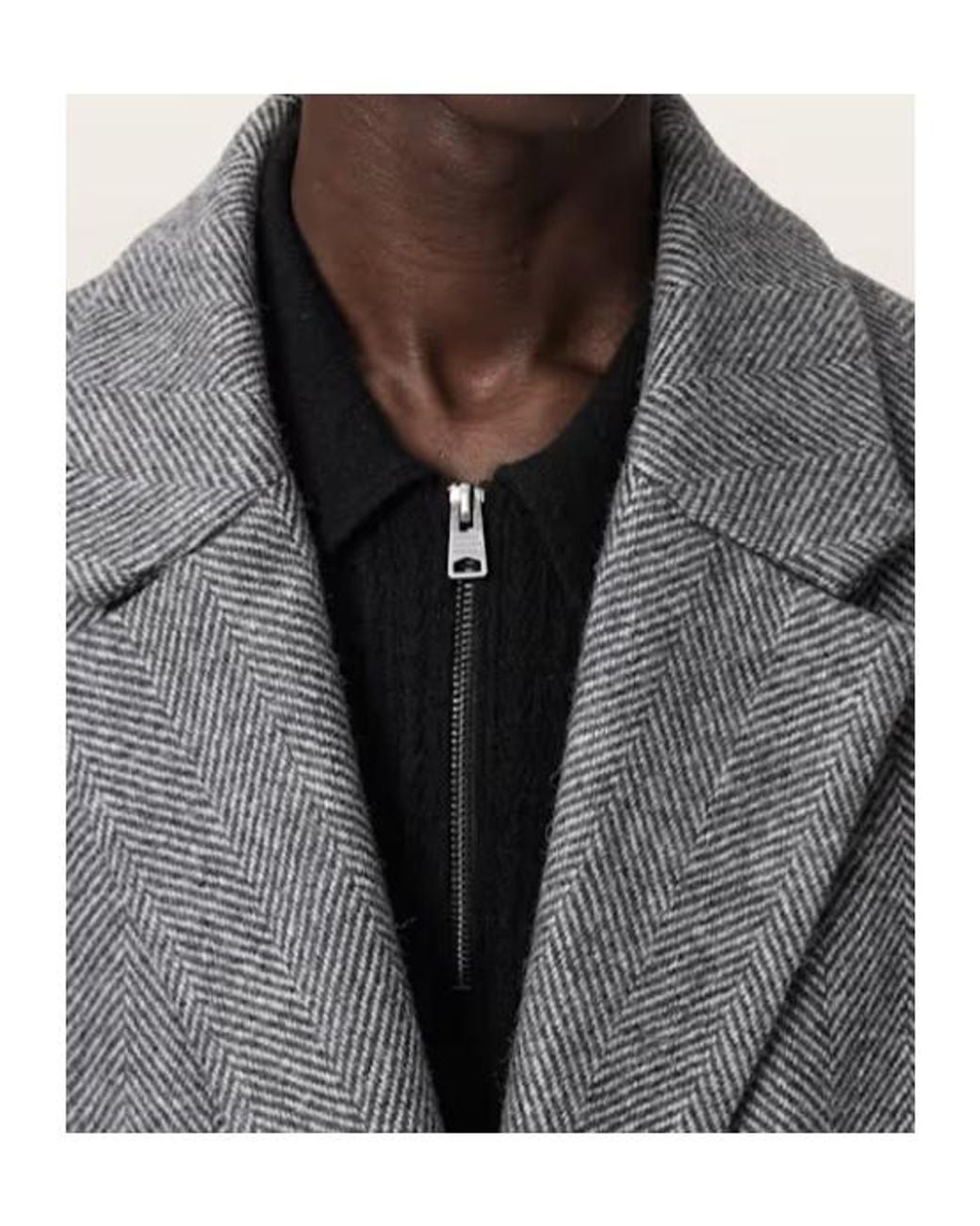 AllSaints Gray Ezra Oversized Wool Coat for men