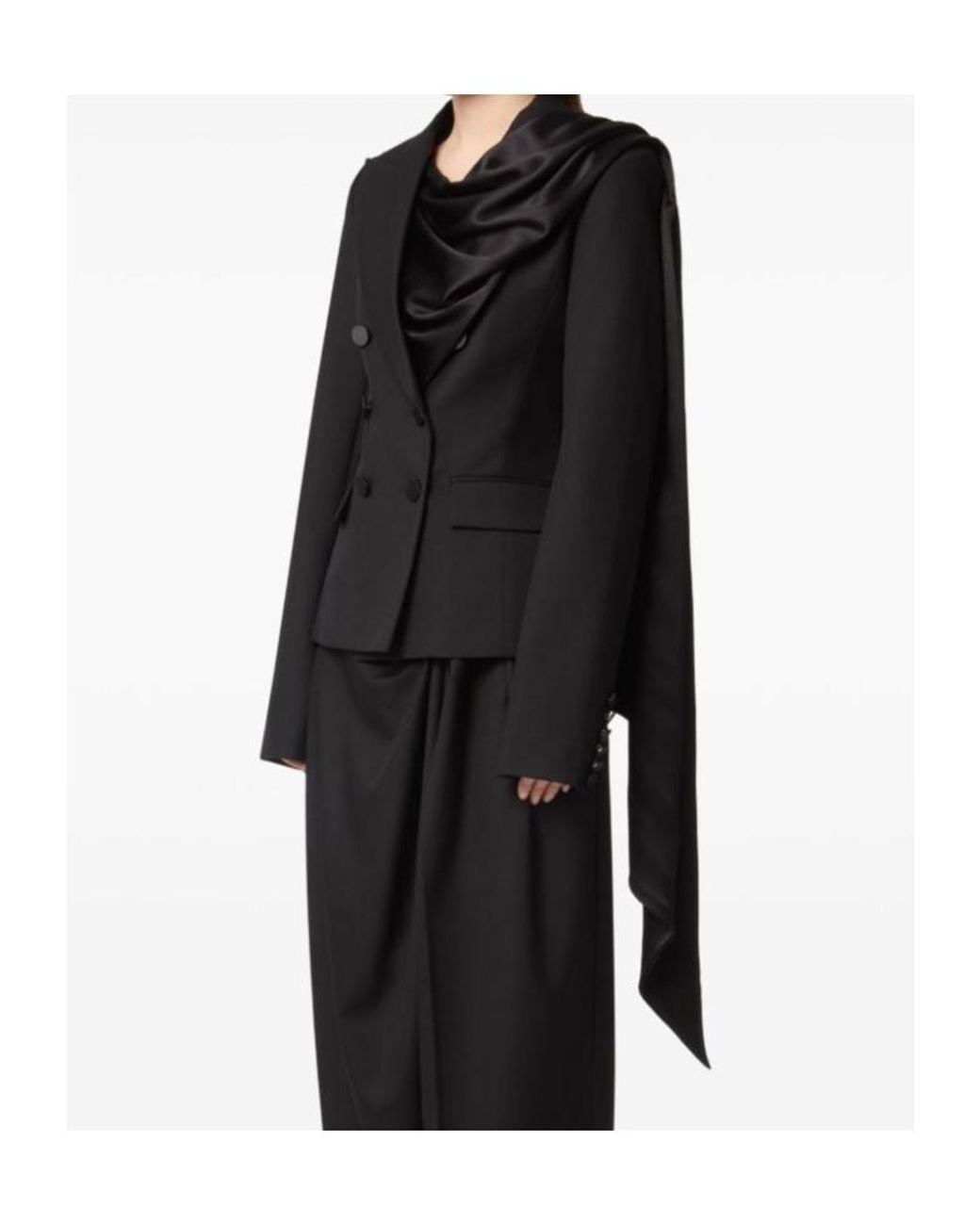 Nina Ricci Black Draped-Scarf Blazer