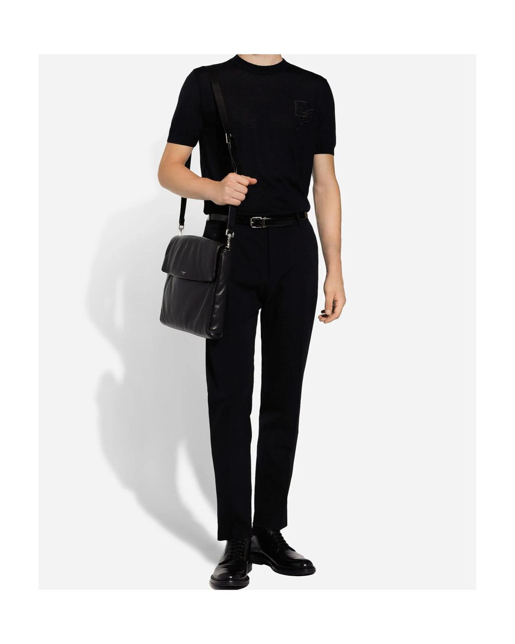 Dolce & Gabbana Black Mediterraneo Foldover Top Messenger Bag for men