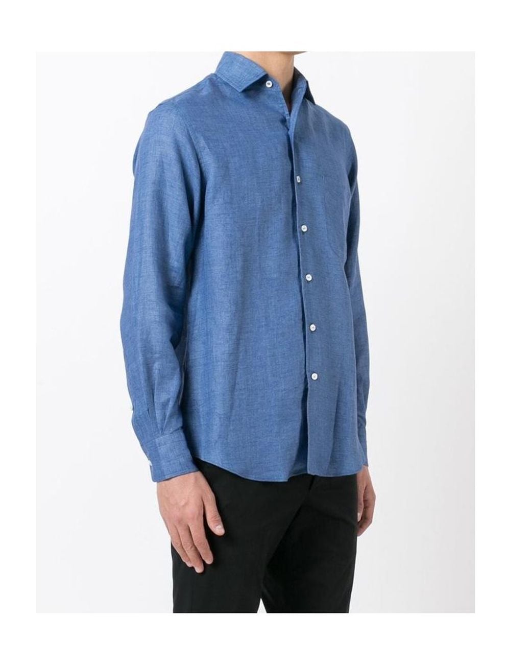 Loro Piana Blue André Buttoned Shirt for men