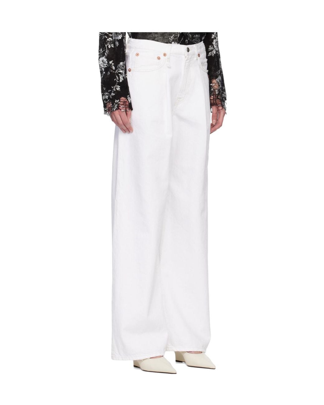 R13 White Damon Belt Loop Jeans