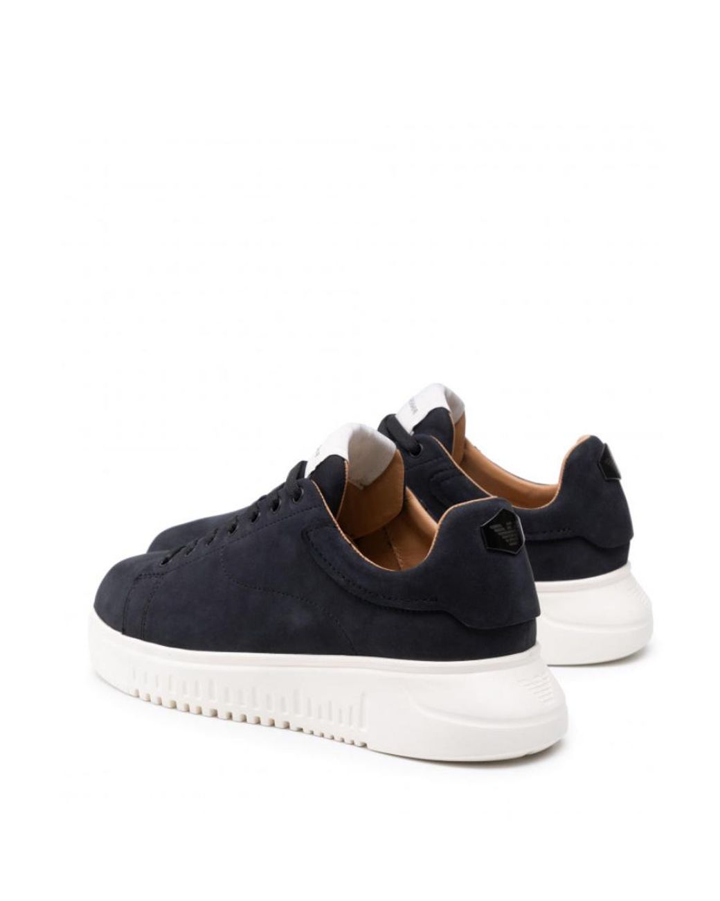 Emporio Armani Blue Logo Plaque Low-Top Sneakers for men