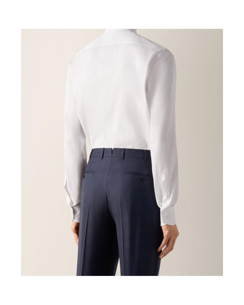 Zegna White Light And Structured Striped Centoventimila Cotton Shirt for men