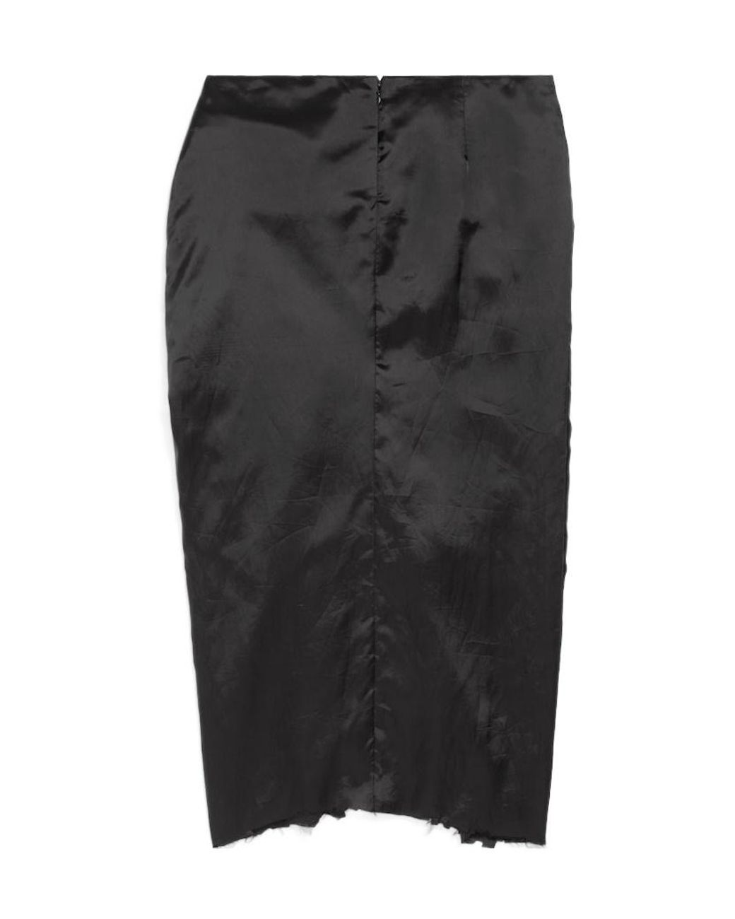 Balenciaga Black Satin Gathered Midi Skirt