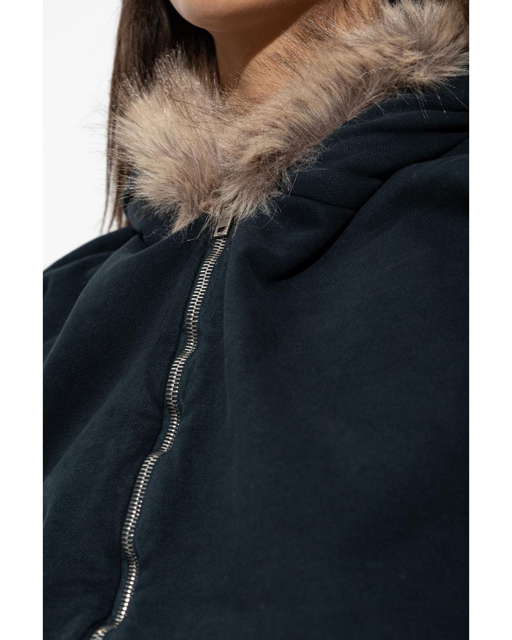 Acne Green Sweater With Faux-Fur Hood