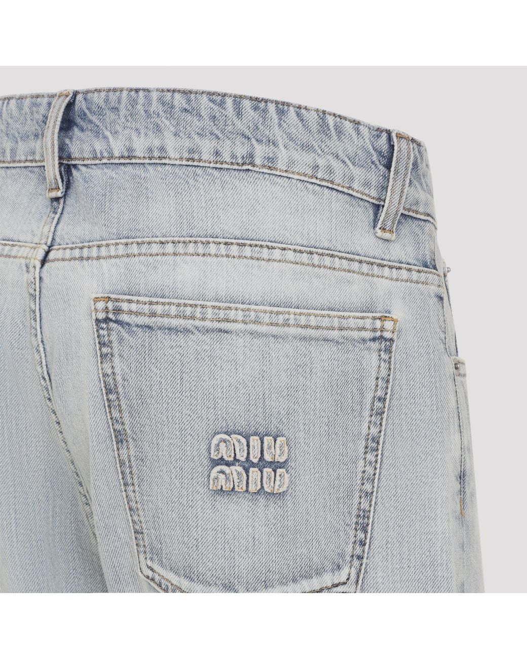 Miu Miu Blue Five-Pocket Washed Denim Jeans