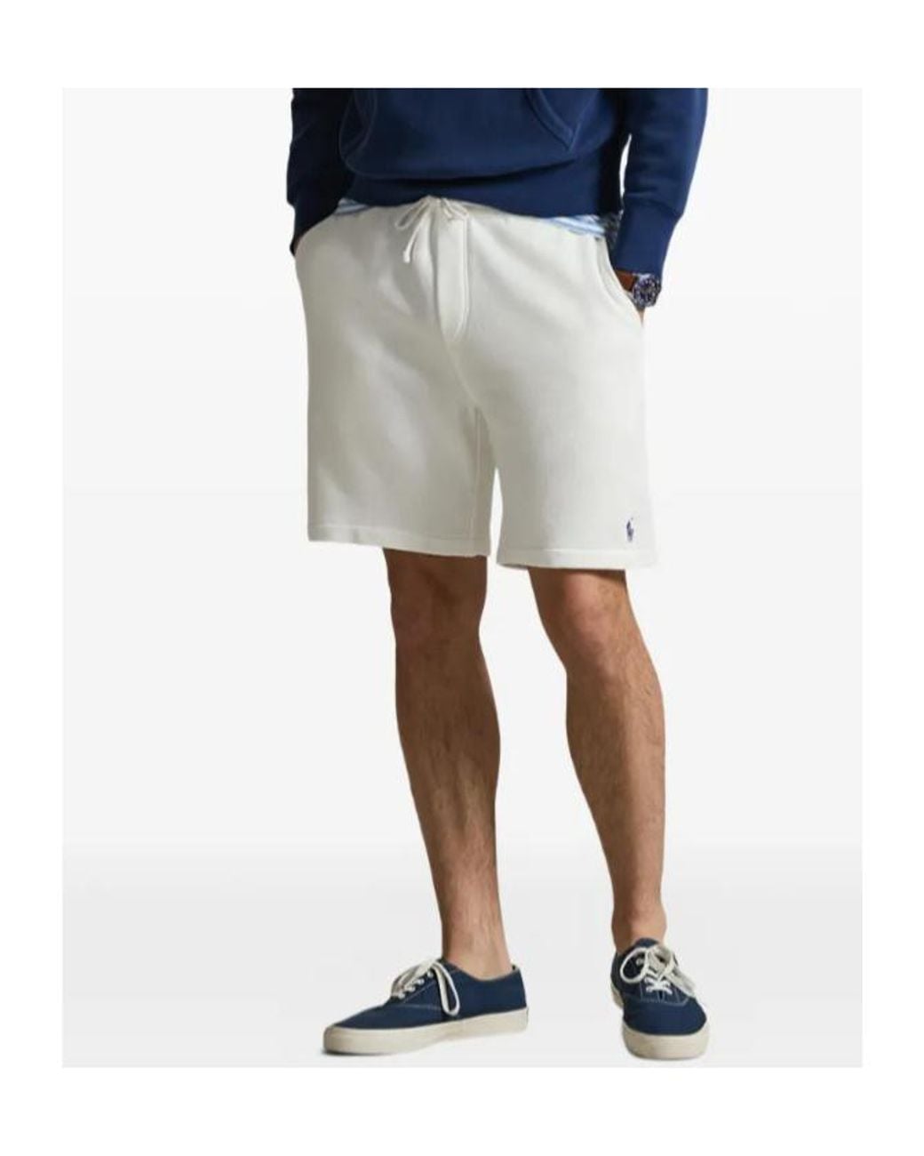 Polo Ralph Lauren White Logo Drawstring Sweat Shorts for men