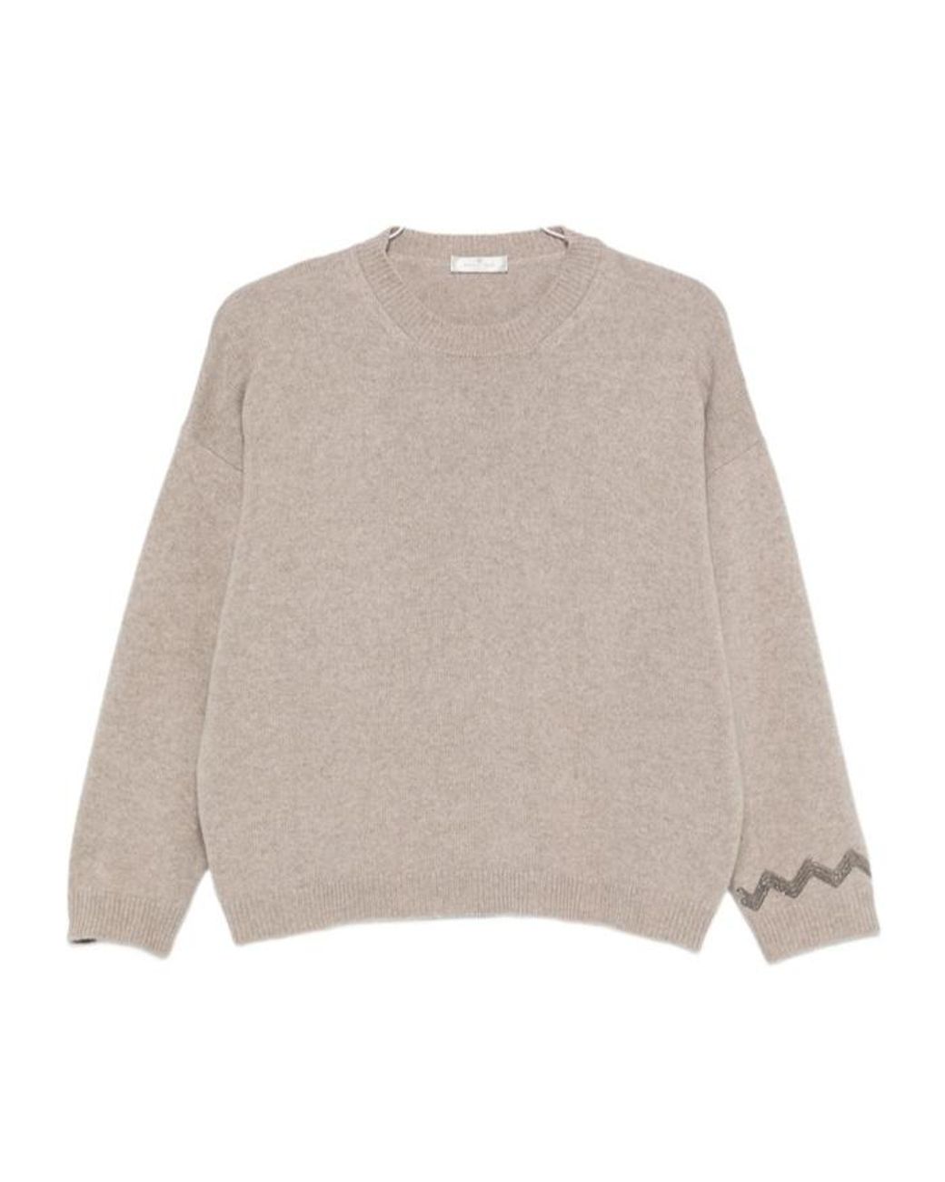 Panicale Natural Bead-Embellished Drop-Shoulder Sweater