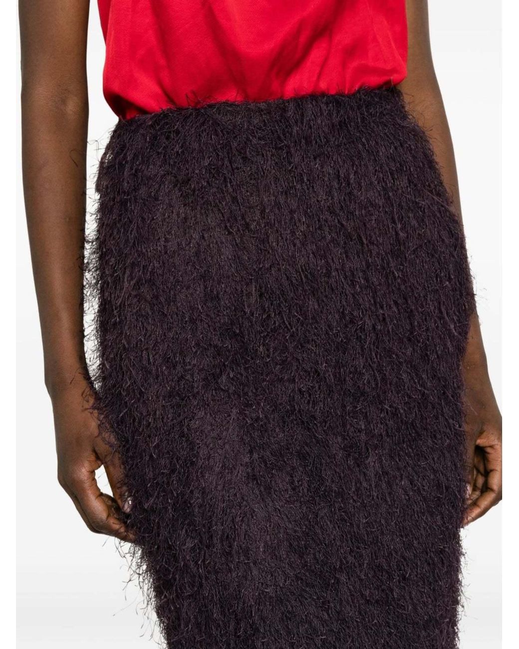 Dries Van Noten Purple Sokna Fringed Skirt