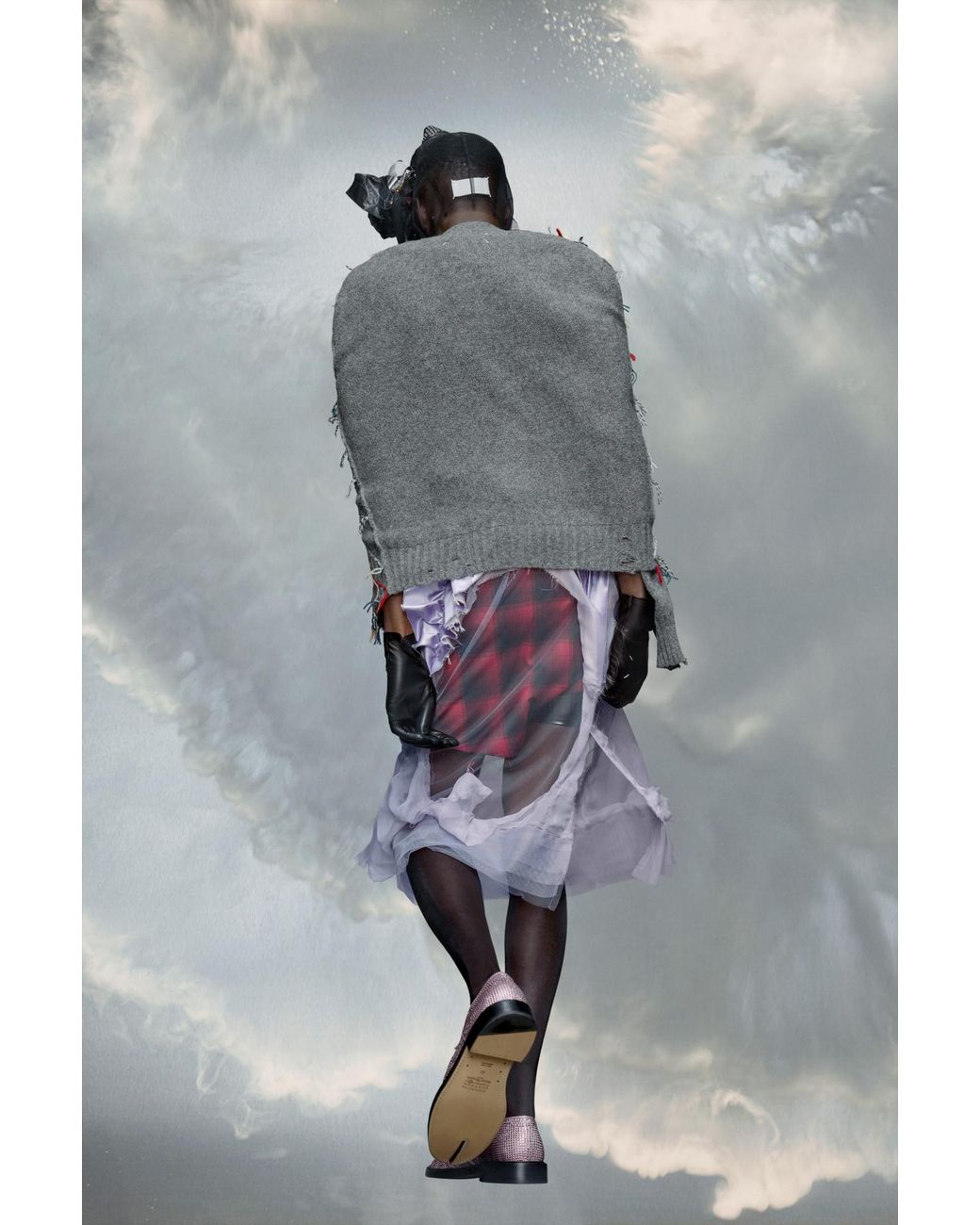 Maison Margiela Gray Cut-Out Knit Cardigan for men