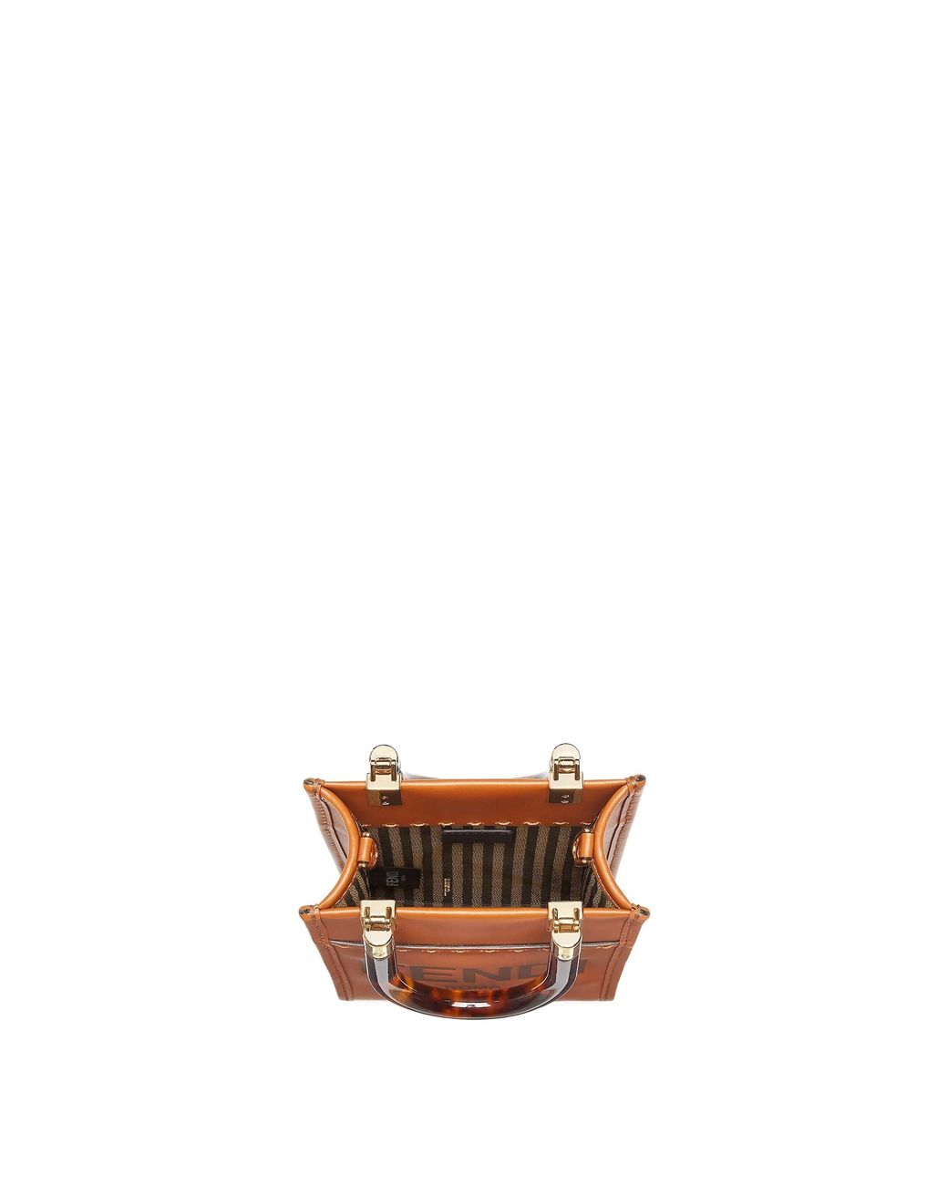 Fendi Brown Sunshine Mini Shopper Tote Bag