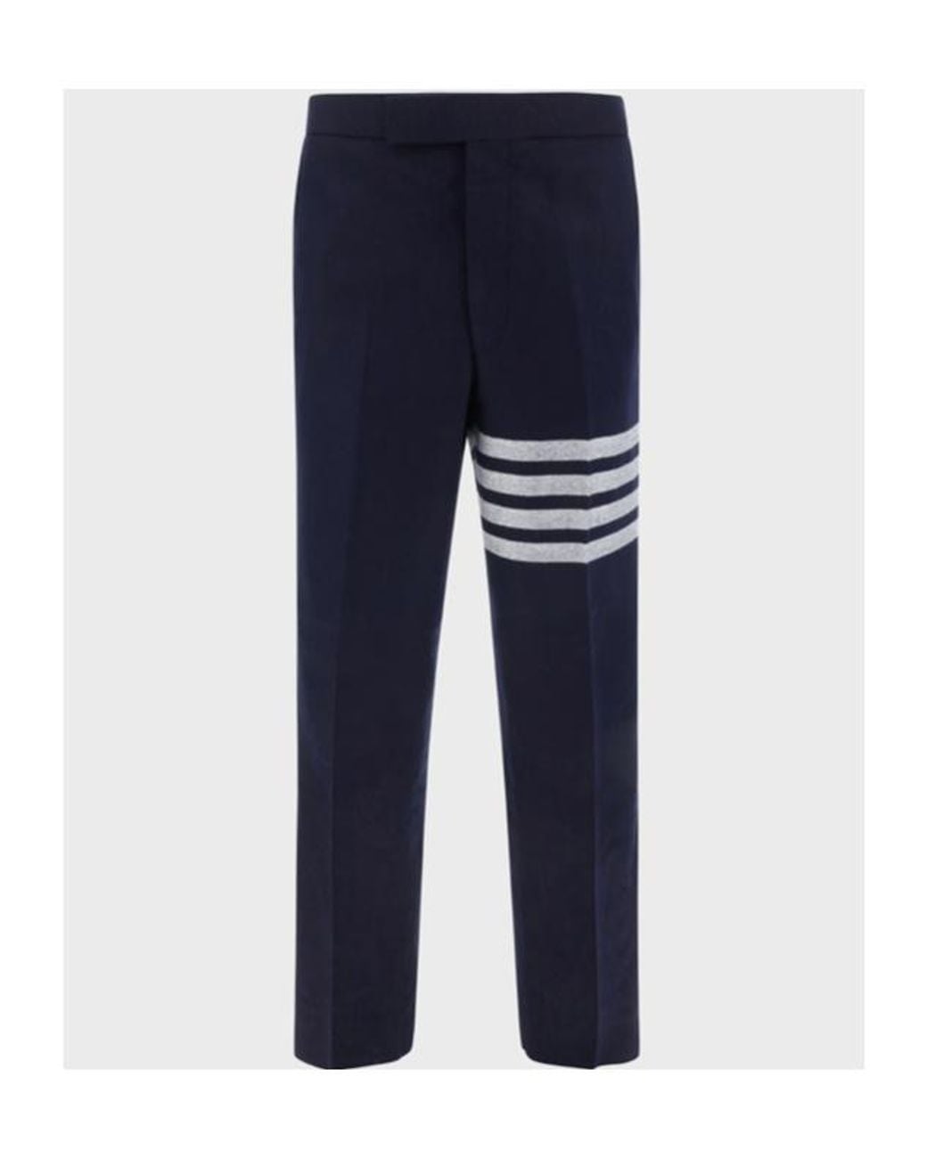 Thom Browne Blue 4-Bar Stripe Detailed Flannel Trousers for men
