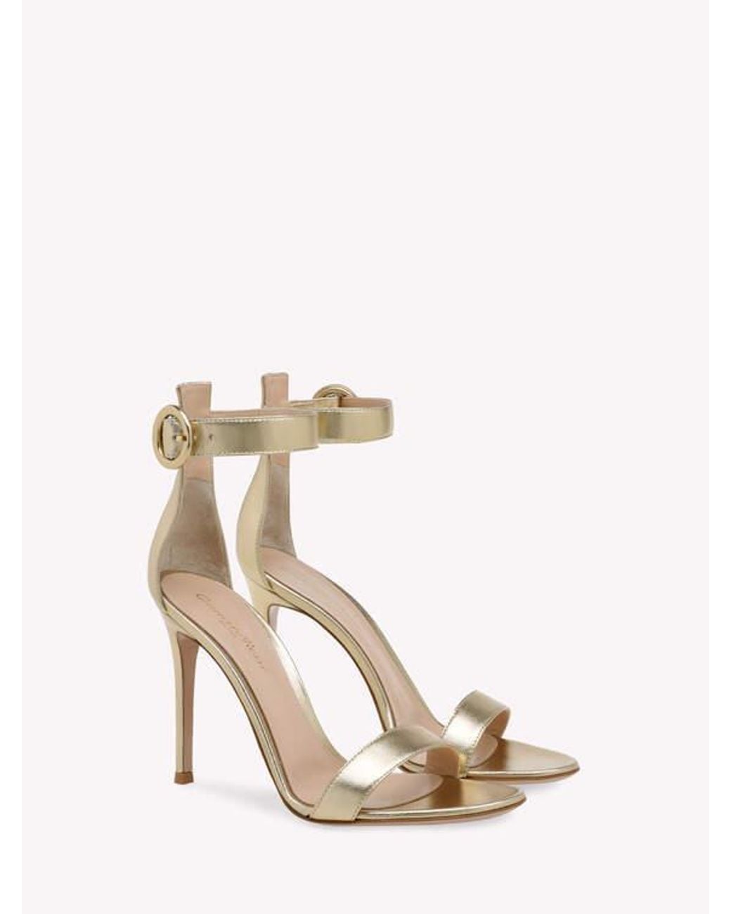 Gianvito Rossi White Portofino Buckle-Strapped Heeled Sandals