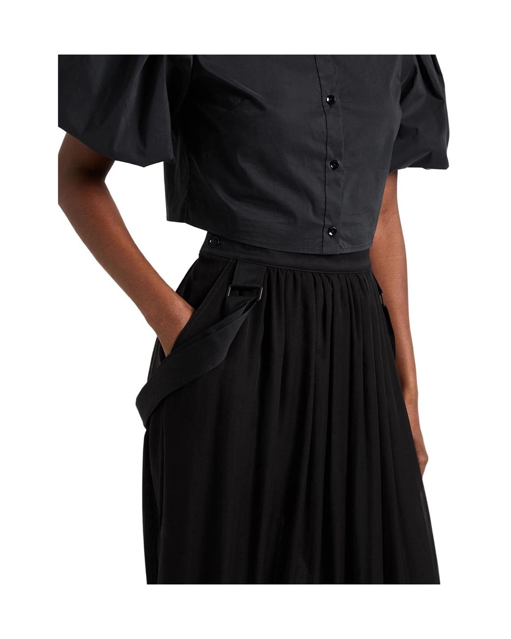 Max Mara Black Solid Color Flared Skirt