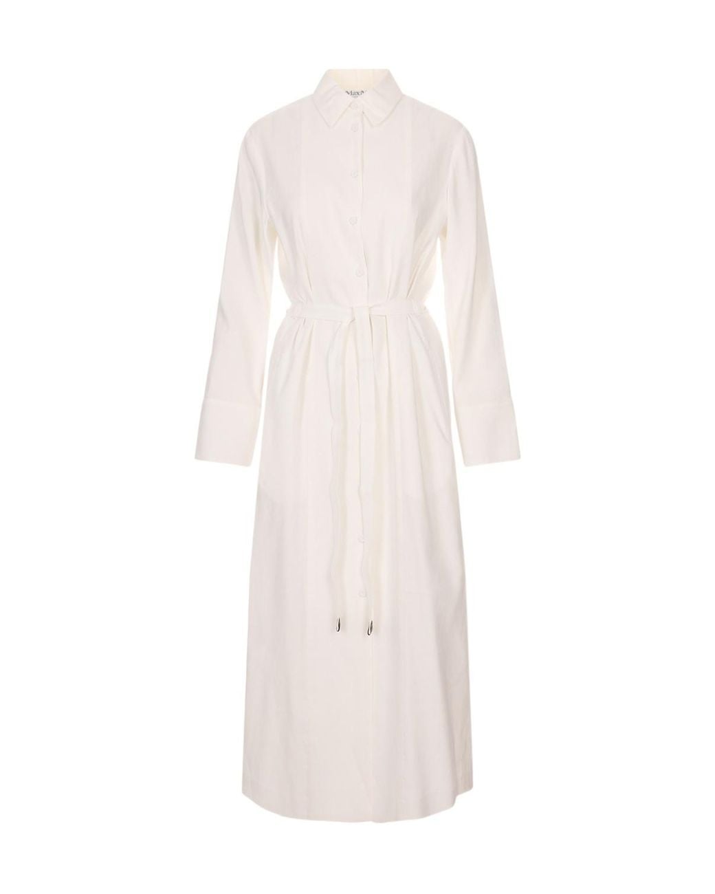 Max Mara White Mxpnordica Long-Sleeved Dress