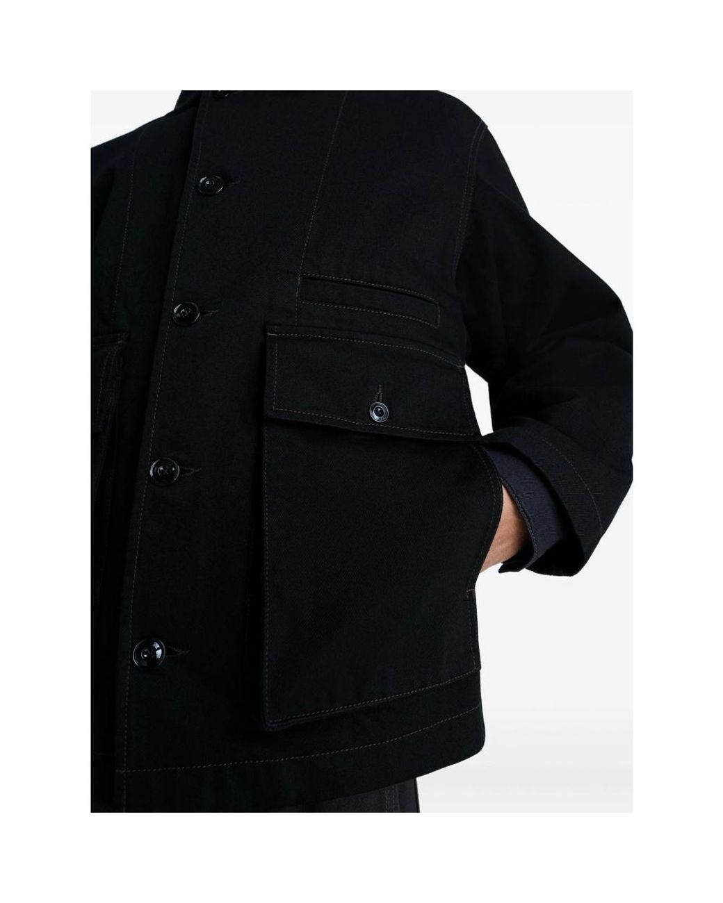 Lemaire Black Boxy Single Breasted Denim Jacket for men