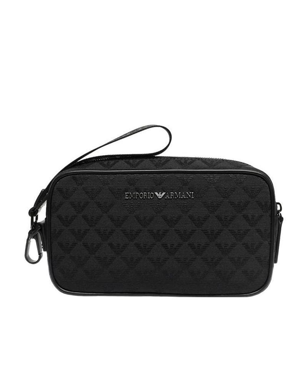 Emporio Armani Black All-Over Jacquard Wash Bag for men