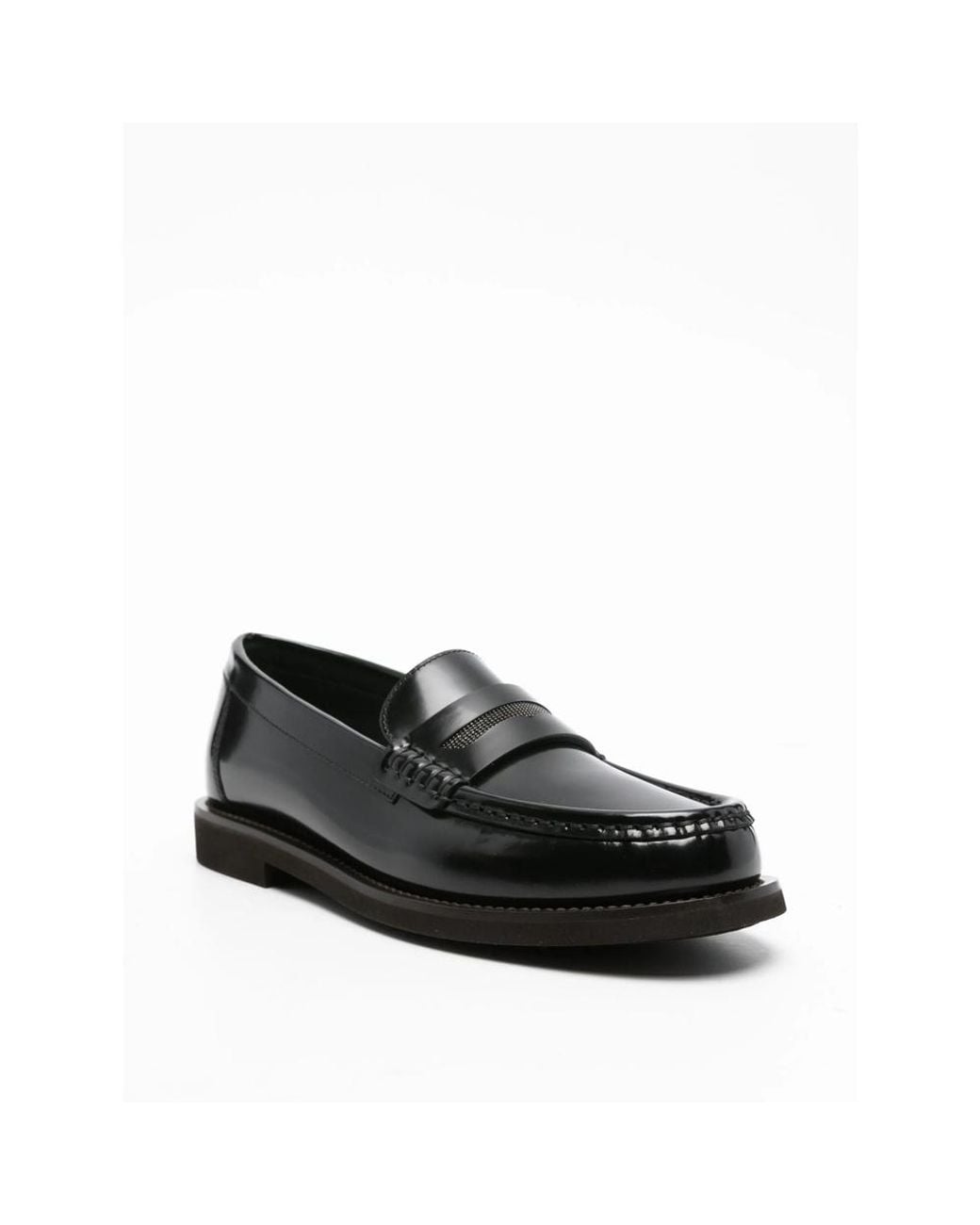 Brunello Cucinelli Black Monili Chain-Detailed Loafers